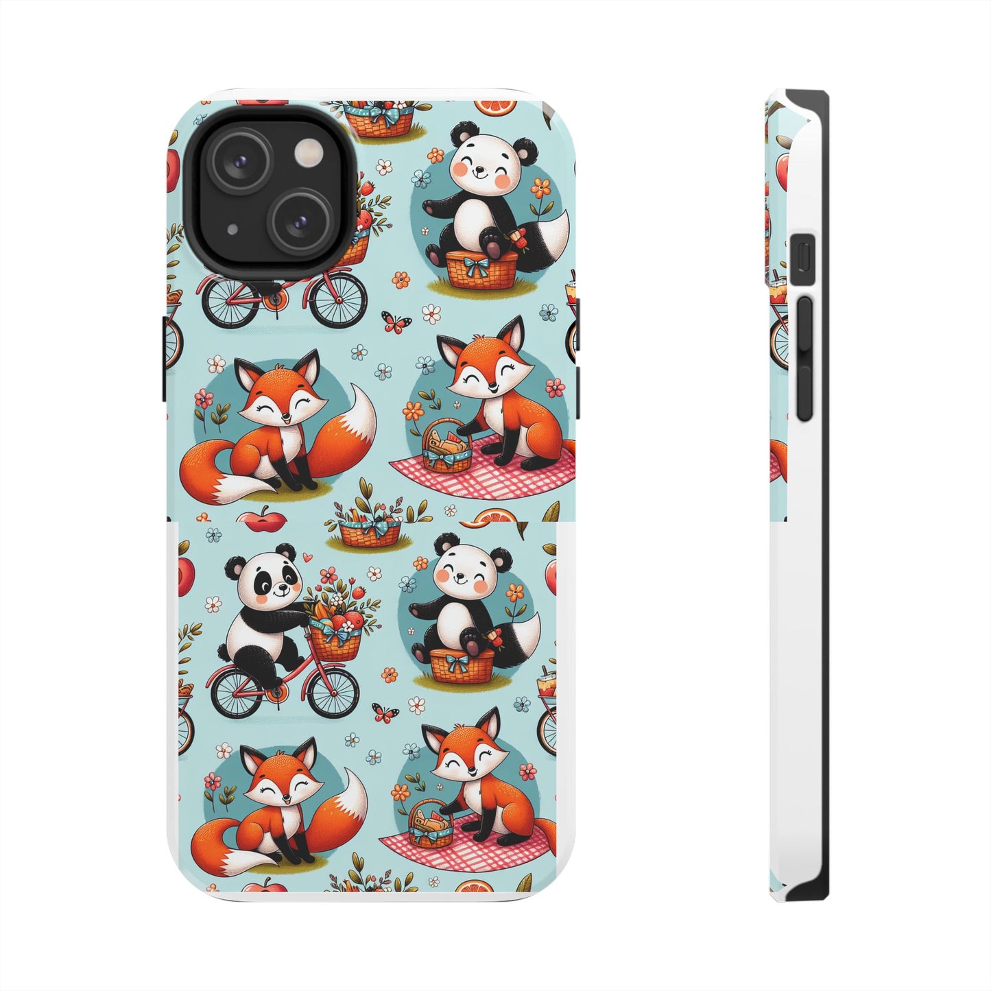 Cute Animal Pattern Tough Phone Case - Foxes & Pandas
