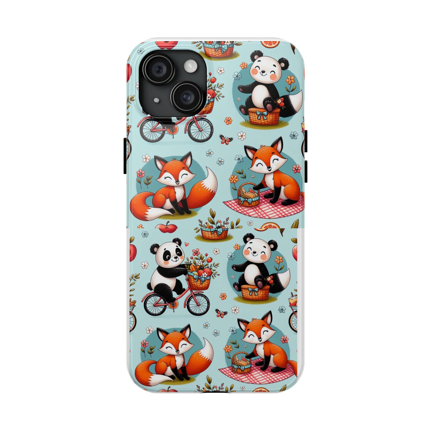 Cute Animal Pattern Tough Phone Case - Foxes & Pandas