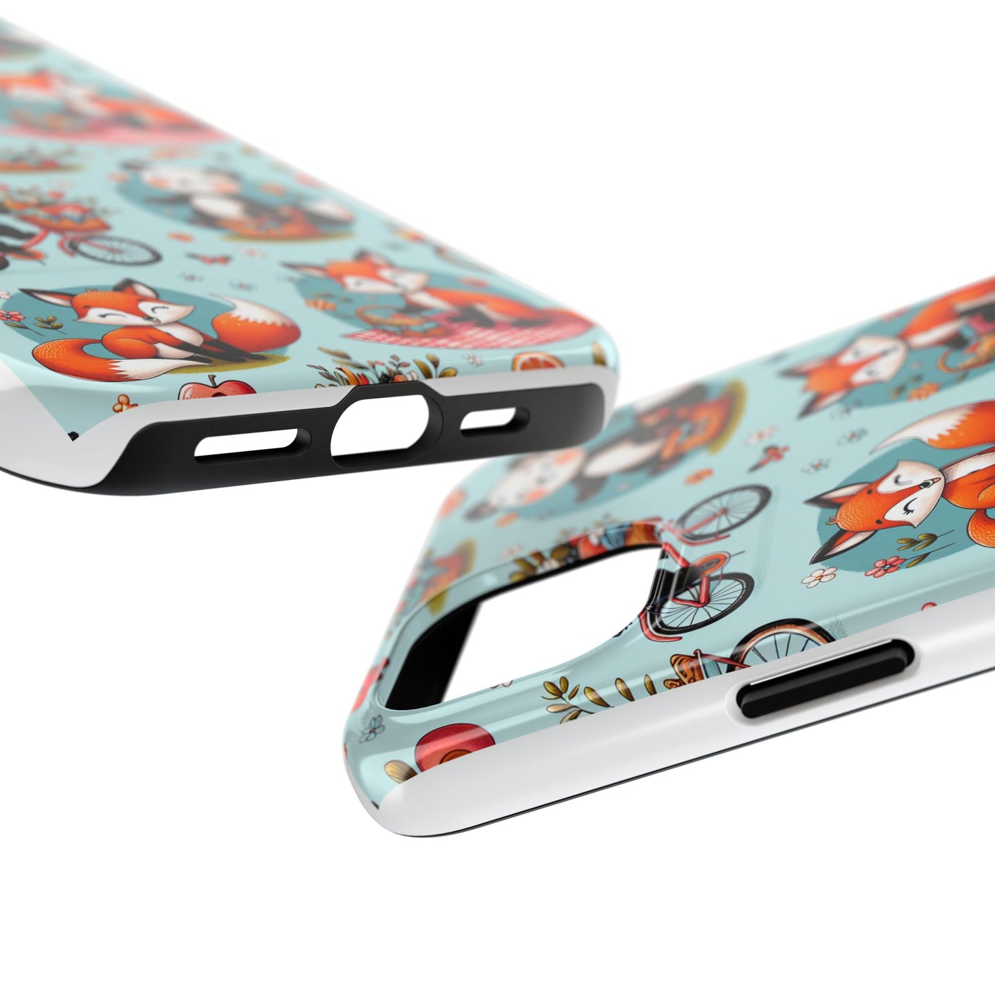 Cute Animal Pattern Tough Phone Case - Foxes & Pandas