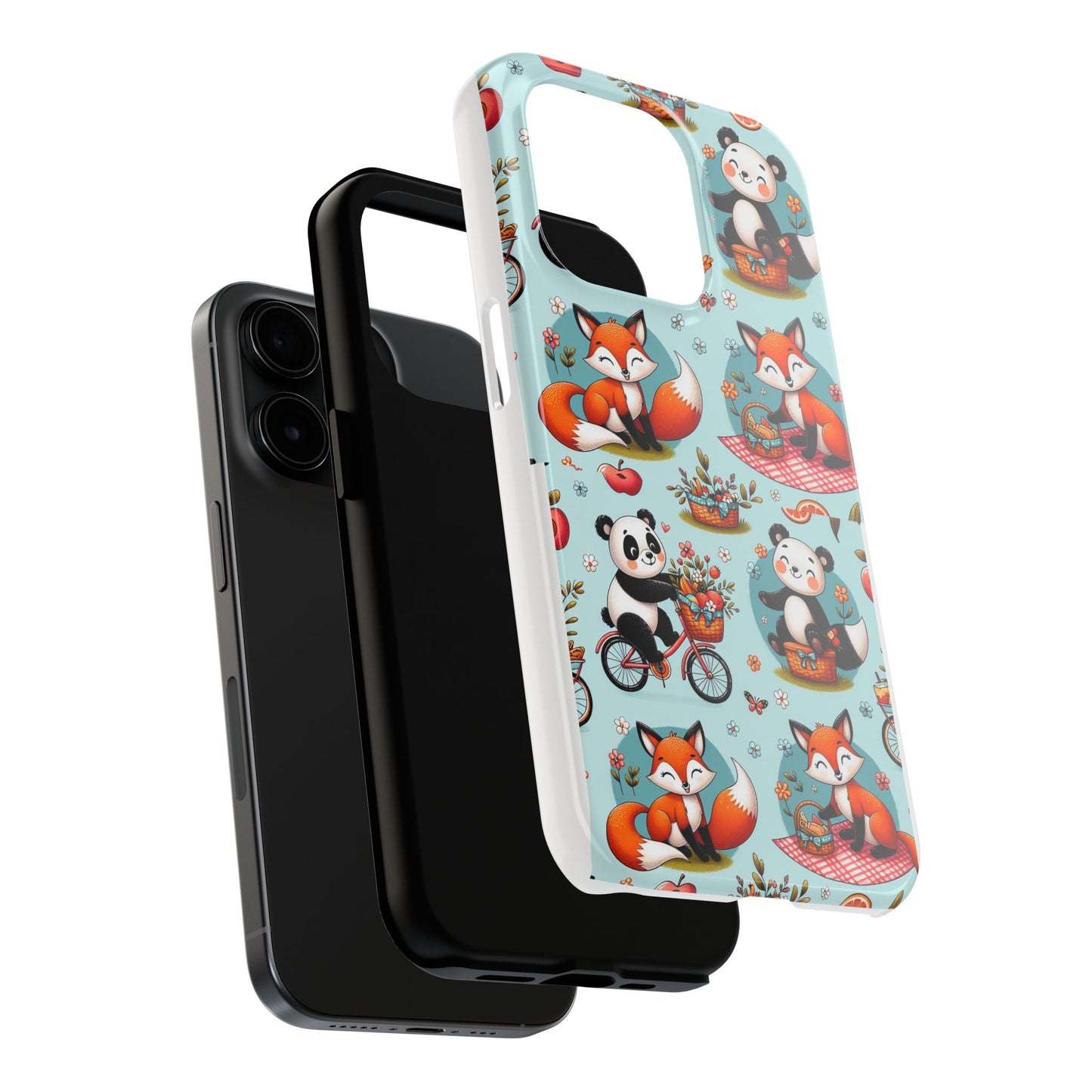 Cute Animal Pattern Tough Phone Case - Foxes & Pandas