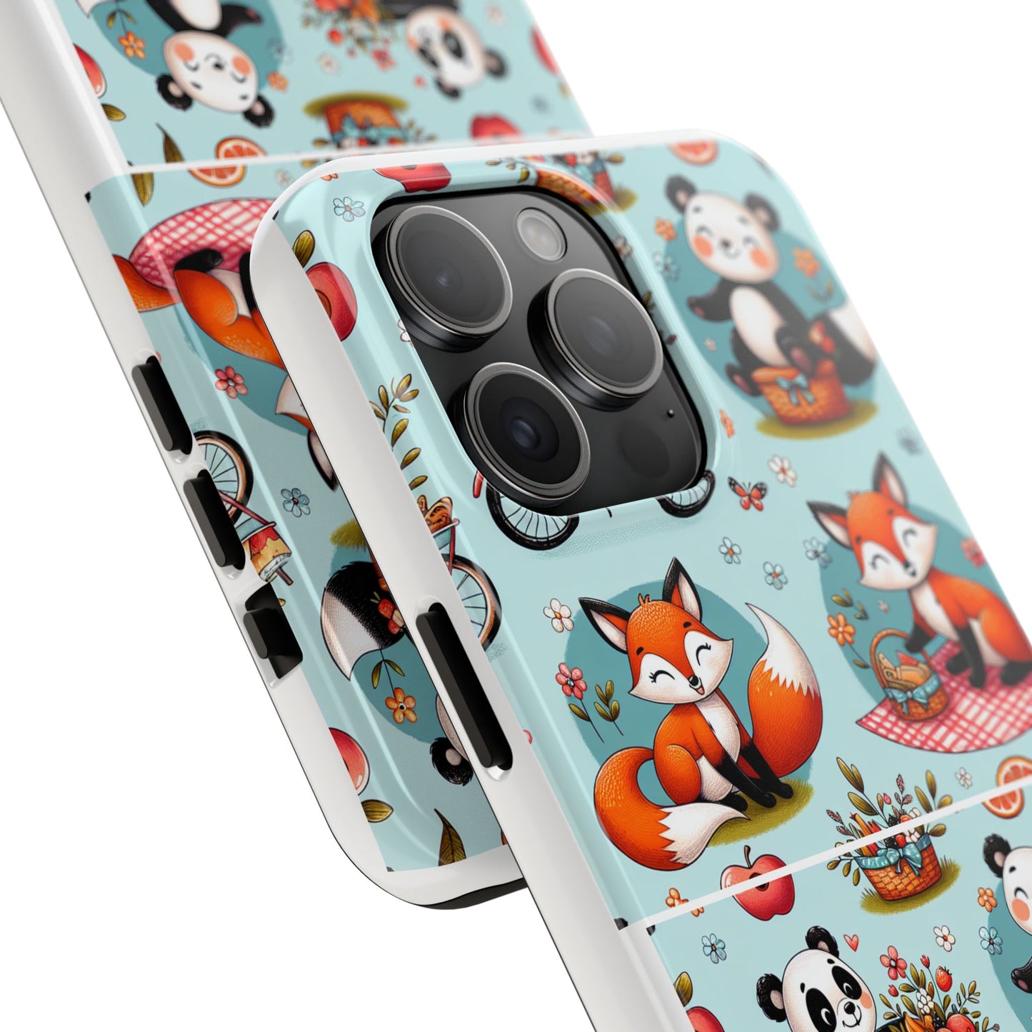 Cute Animal Pattern Tough Phone Case - Foxes & Pandas