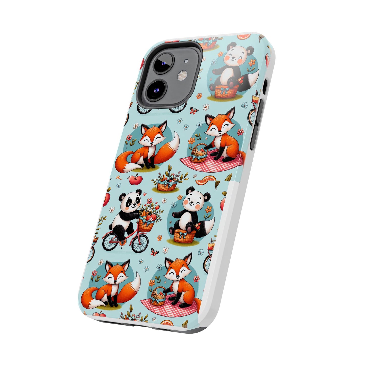 Cute Animal Pattern Tough Phone Case - Foxes & Pandas