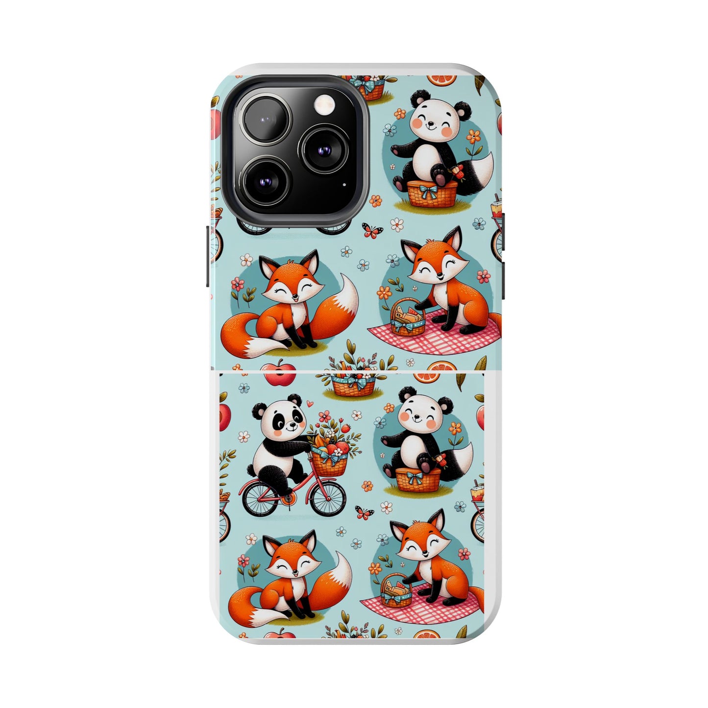 Cute Animal Pattern Tough Phone Case - Foxes & Pandas