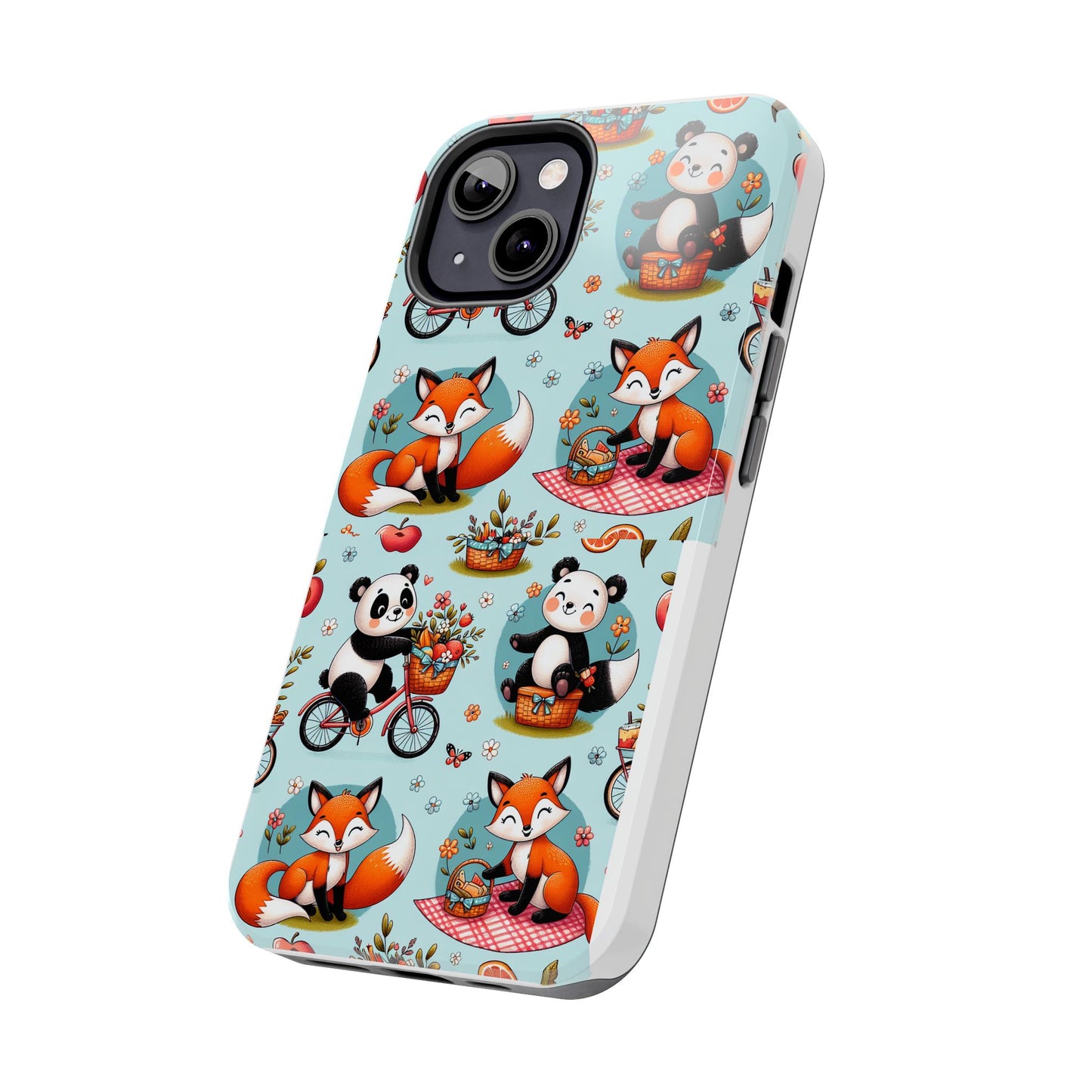 Cute Animal Pattern Tough Phone Case - Foxes & Pandas
