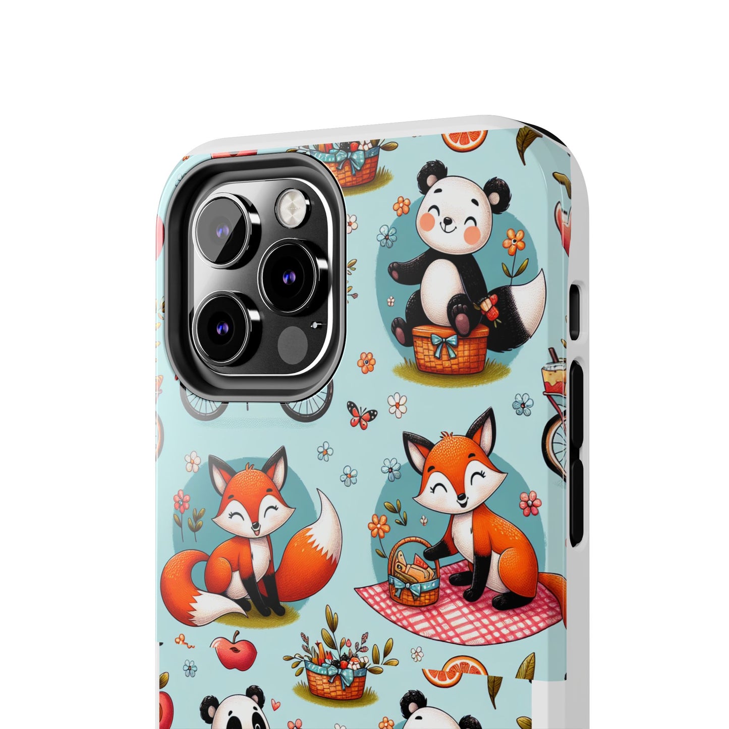 Cute Animal Pattern Tough Phone Case - Foxes & Pandas