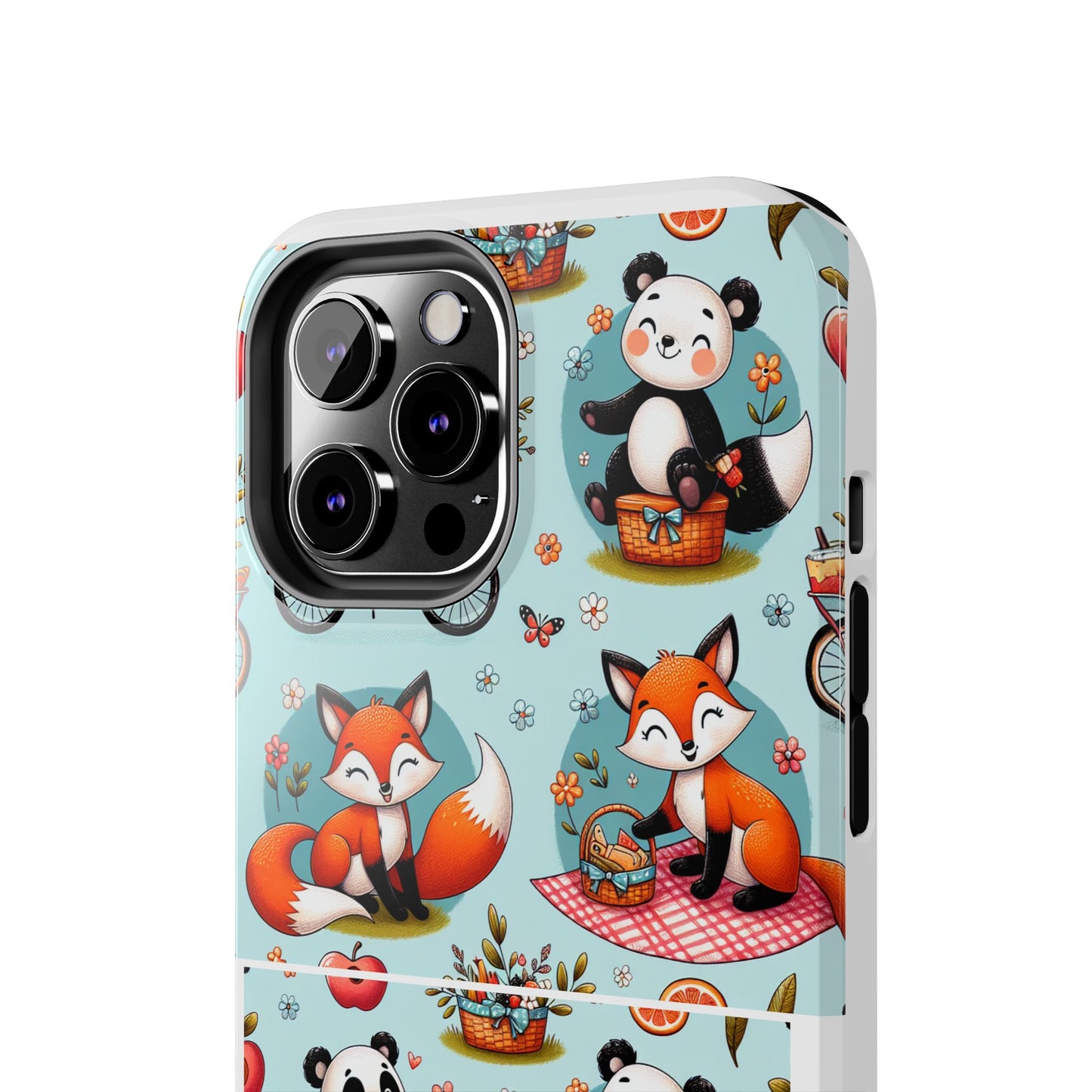 Cute Animal Pattern Tough Phone Case - Foxes & Pandas