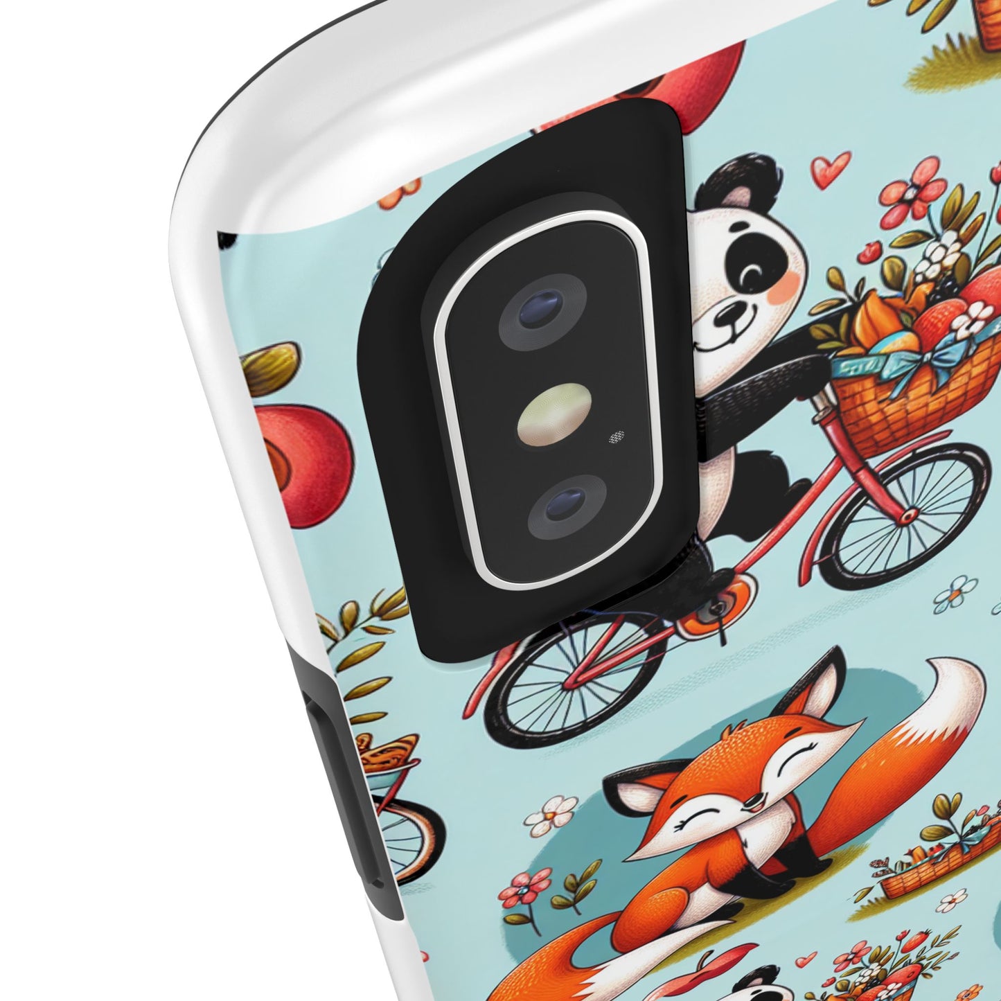 Cute Animal Pattern Tough Phone Case - Foxes & Pandas