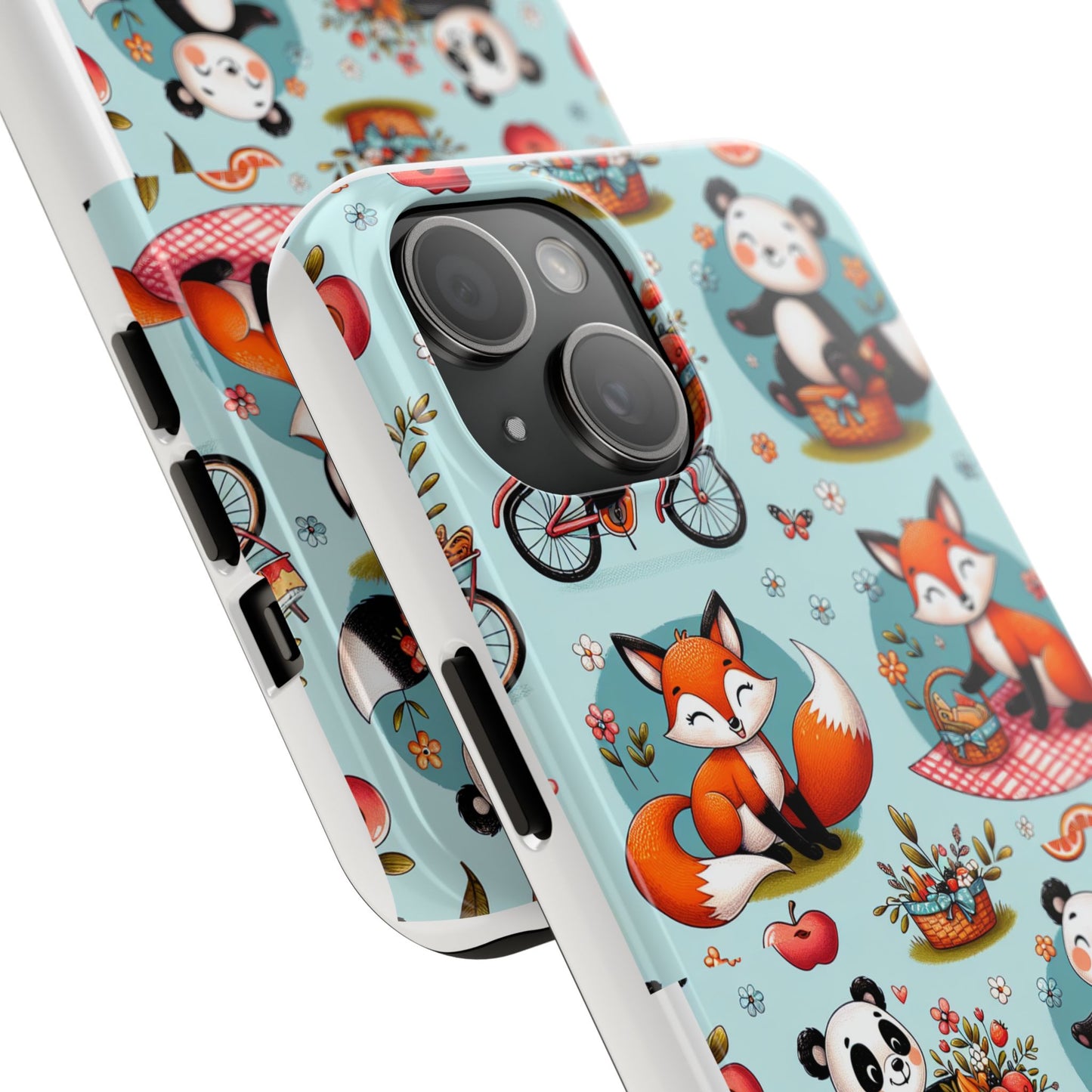 Cute Animal Pattern Tough Phone Case - Foxes & Pandas