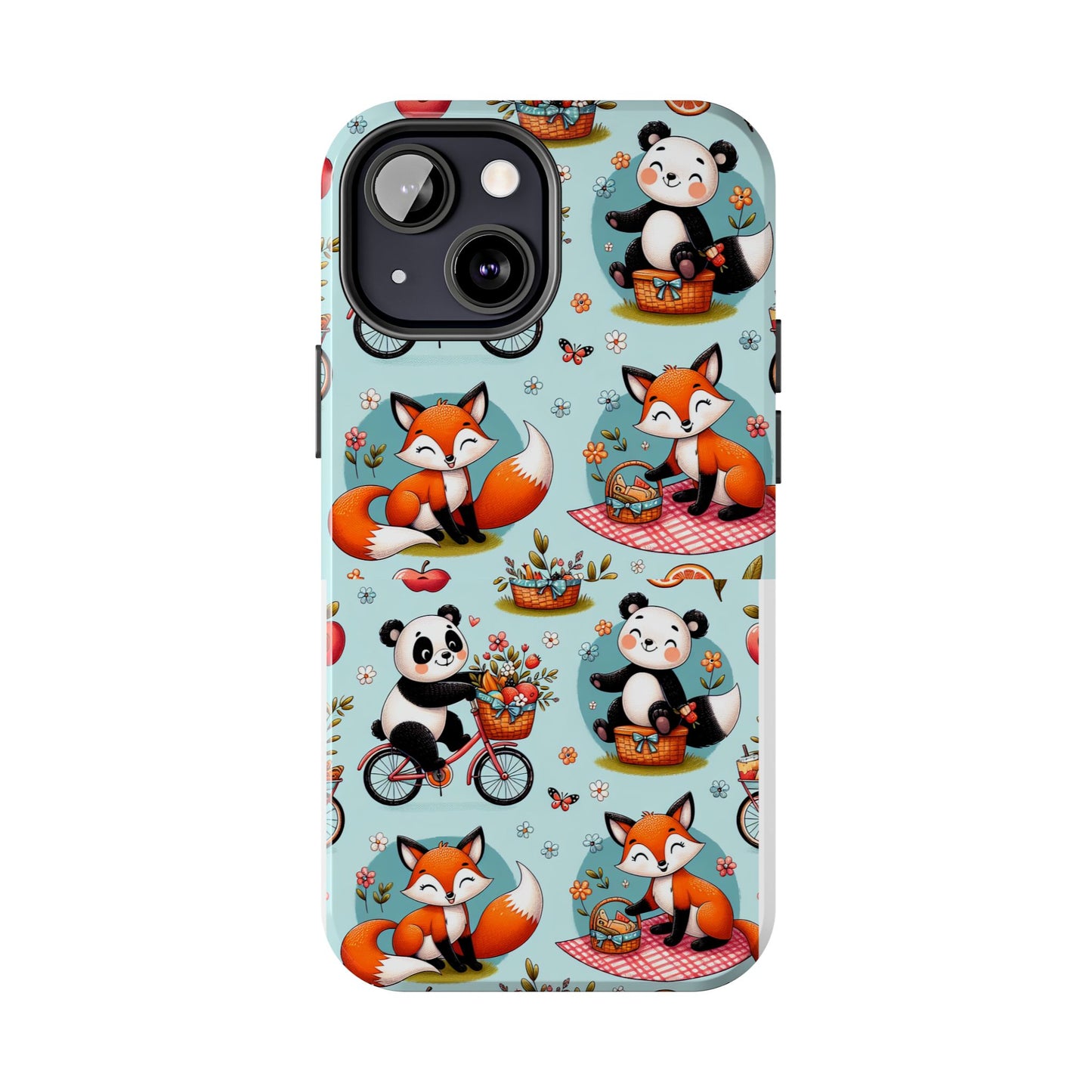 Cute Animal Pattern Tough Phone Case - Foxes & Pandas