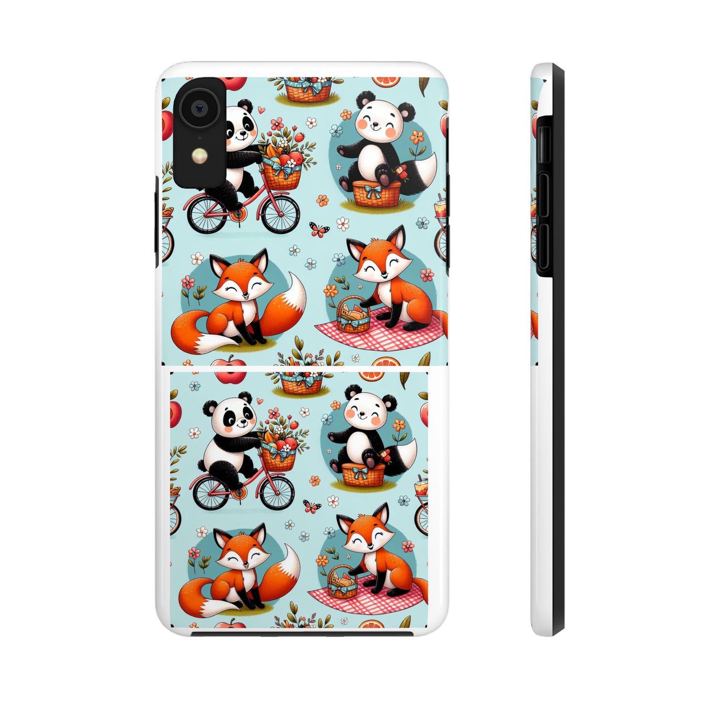 Cute Animal Pattern Tough Phone Case - Foxes & Pandas