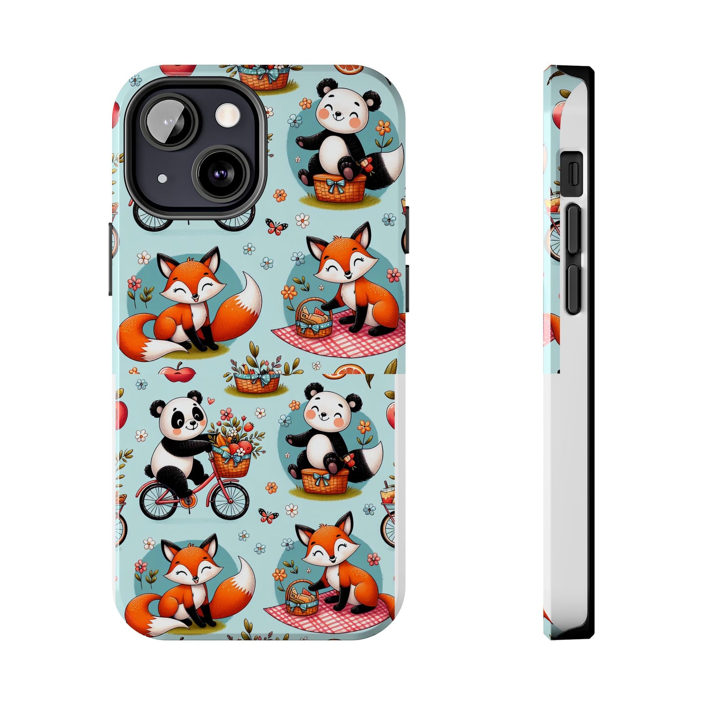 Cute Animal Pattern Tough Phone Case - Foxes & Pandas