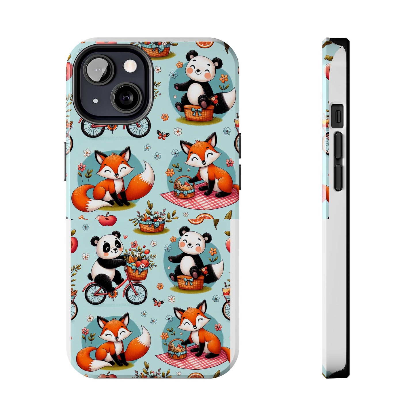 Cute Animal Pattern Tough Phone Case - Foxes & Pandas