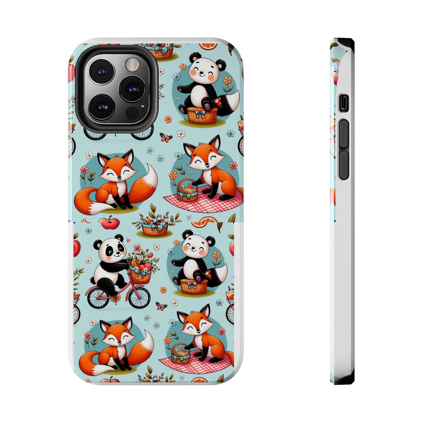 Cute Animal Pattern Tough Phone Case - Foxes & Pandas