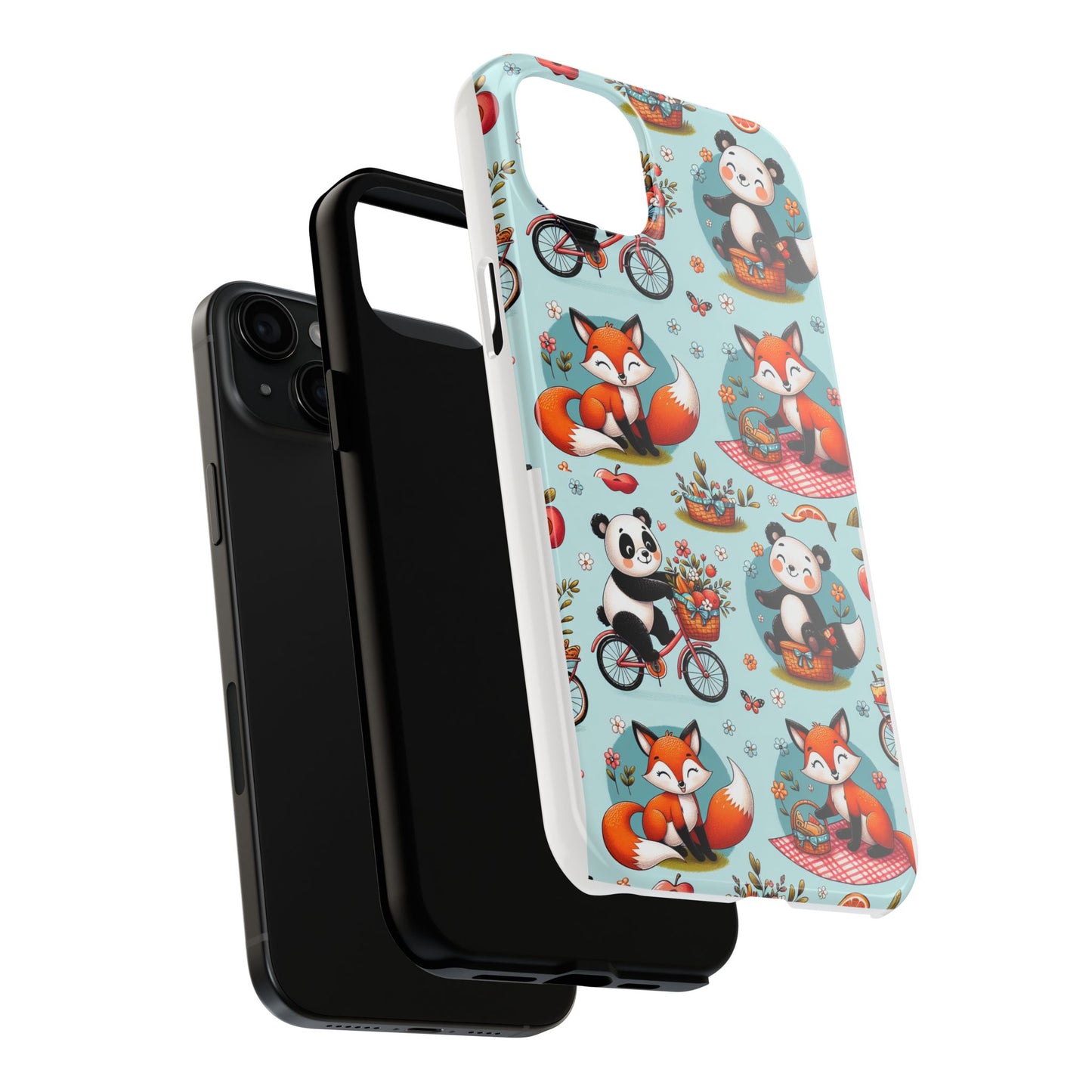 Cute Animal Pattern Tough Phone Case - Foxes & Pandas