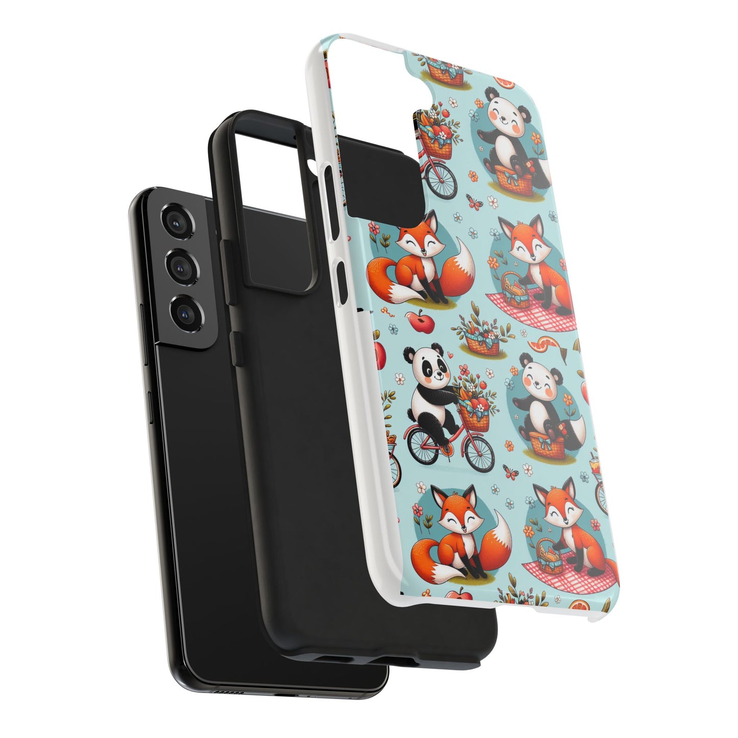 Cute Animal Pattern Tough Phone Case - Foxes & Pandas