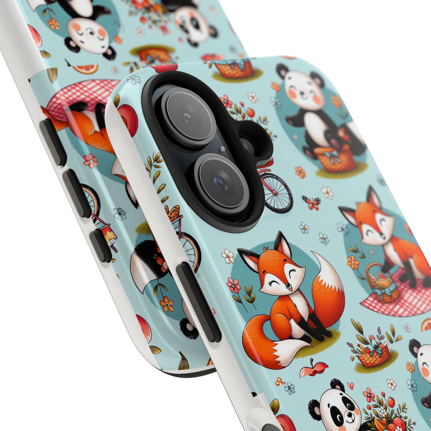 Cute Animal Pattern Tough Phone Case - Foxes & Pandas