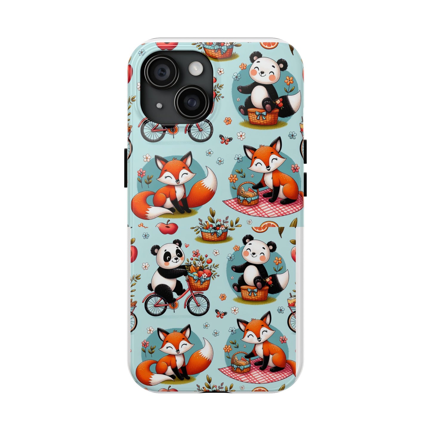 Cute Animal Pattern Tough Phone Case - Foxes & Pandas
