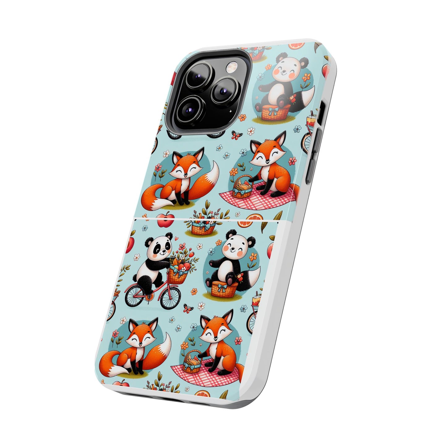 Cute Animal Pattern Tough Phone Case - Foxes & Pandas