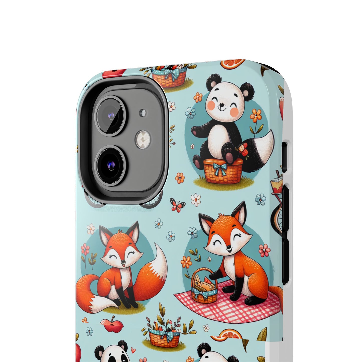 Cute Animal Pattern Tough Phone Case - Foxes & Pandas