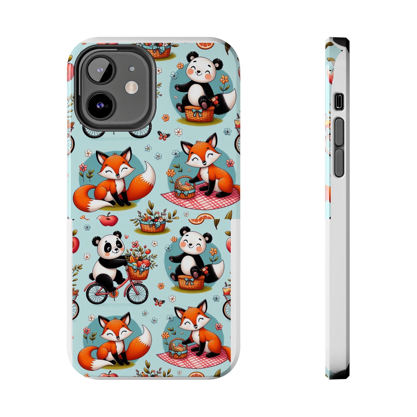 Cute Animal Pattern Tough Phone Case - Foxes & Pandas