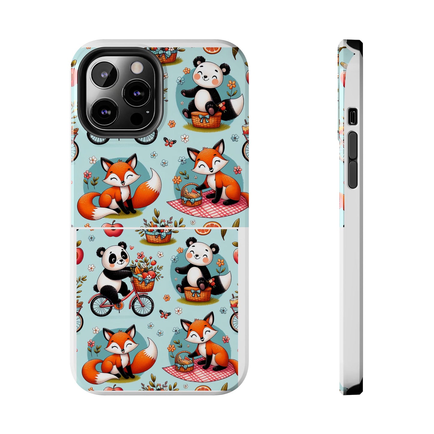 Cute Animal Pattern Tough Phone Case - Foxes & Pandas