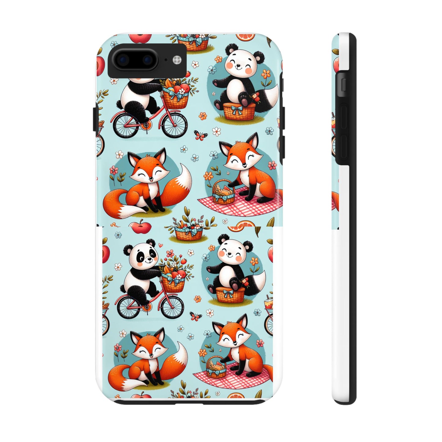 Cute Animal Pattern Tough Phone Case - Foxes & Pandas