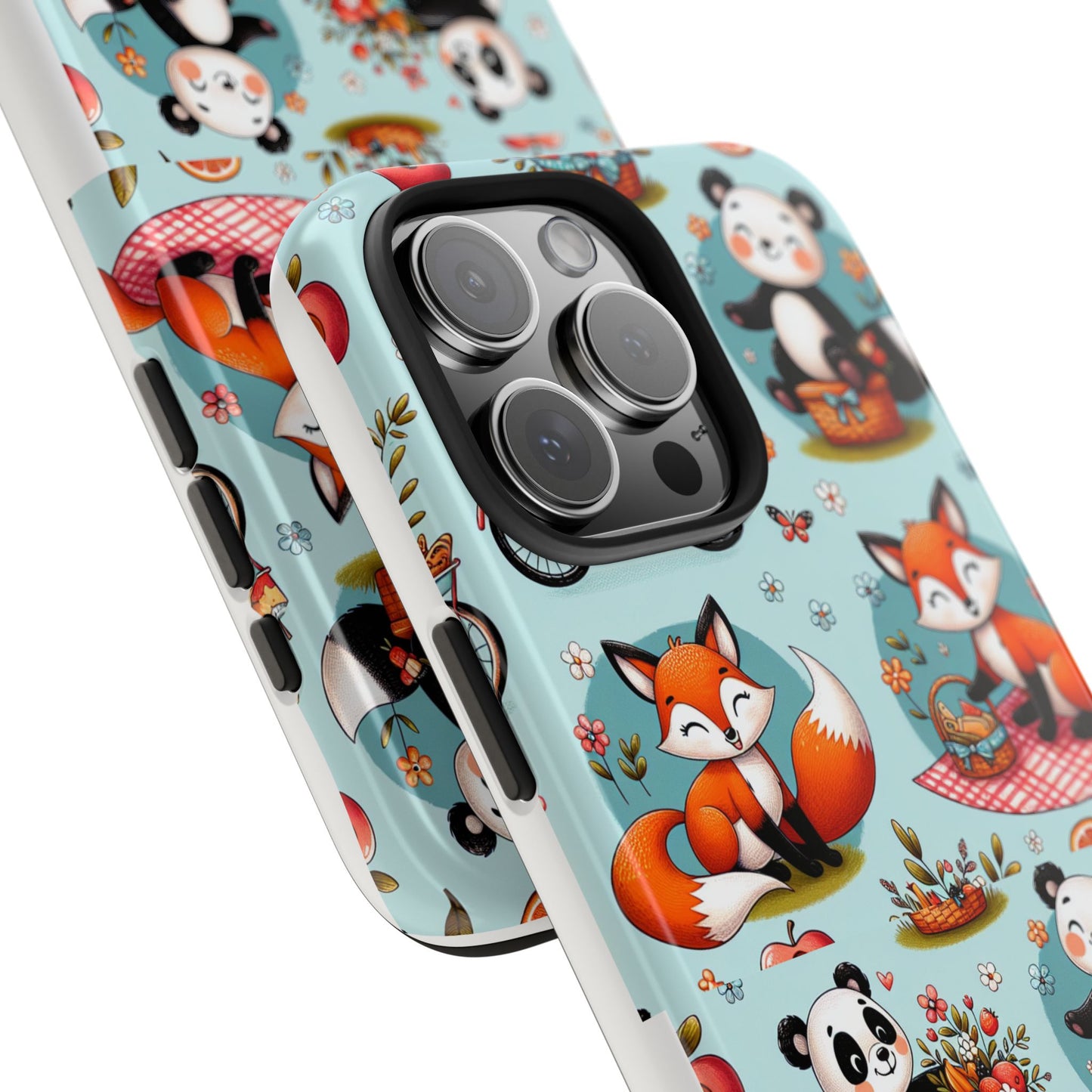Cute Animal Pattern Tough Phone Case - Foxes & Pandas