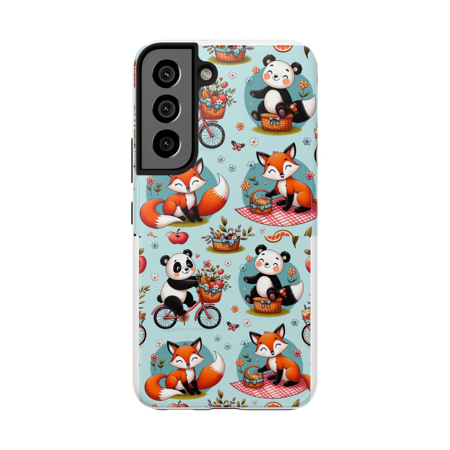 Cute Animal Pattern Tough Phone Case - Foxes & Pandas
