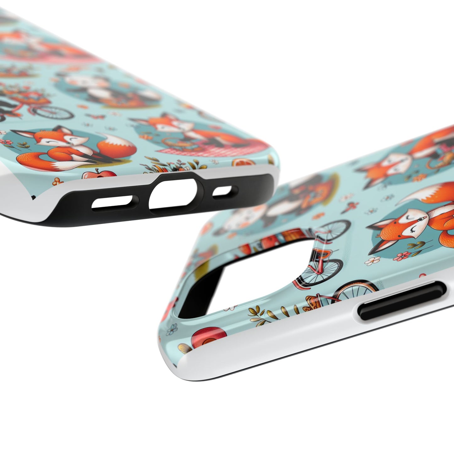 Cute Animal Pattern Tough Phone Case - Foxes & Pandas