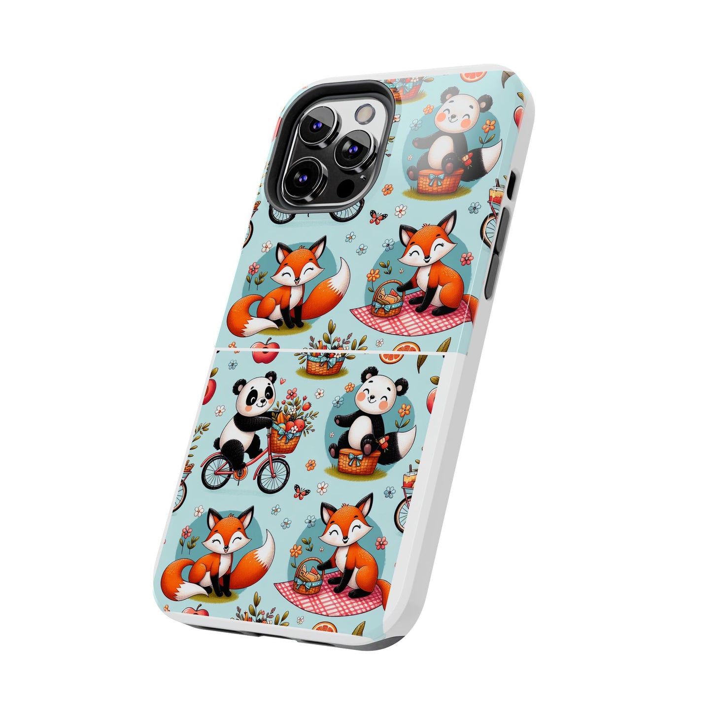 Cute Animal Pattern Tough Phone Case - Foxes & Pandas