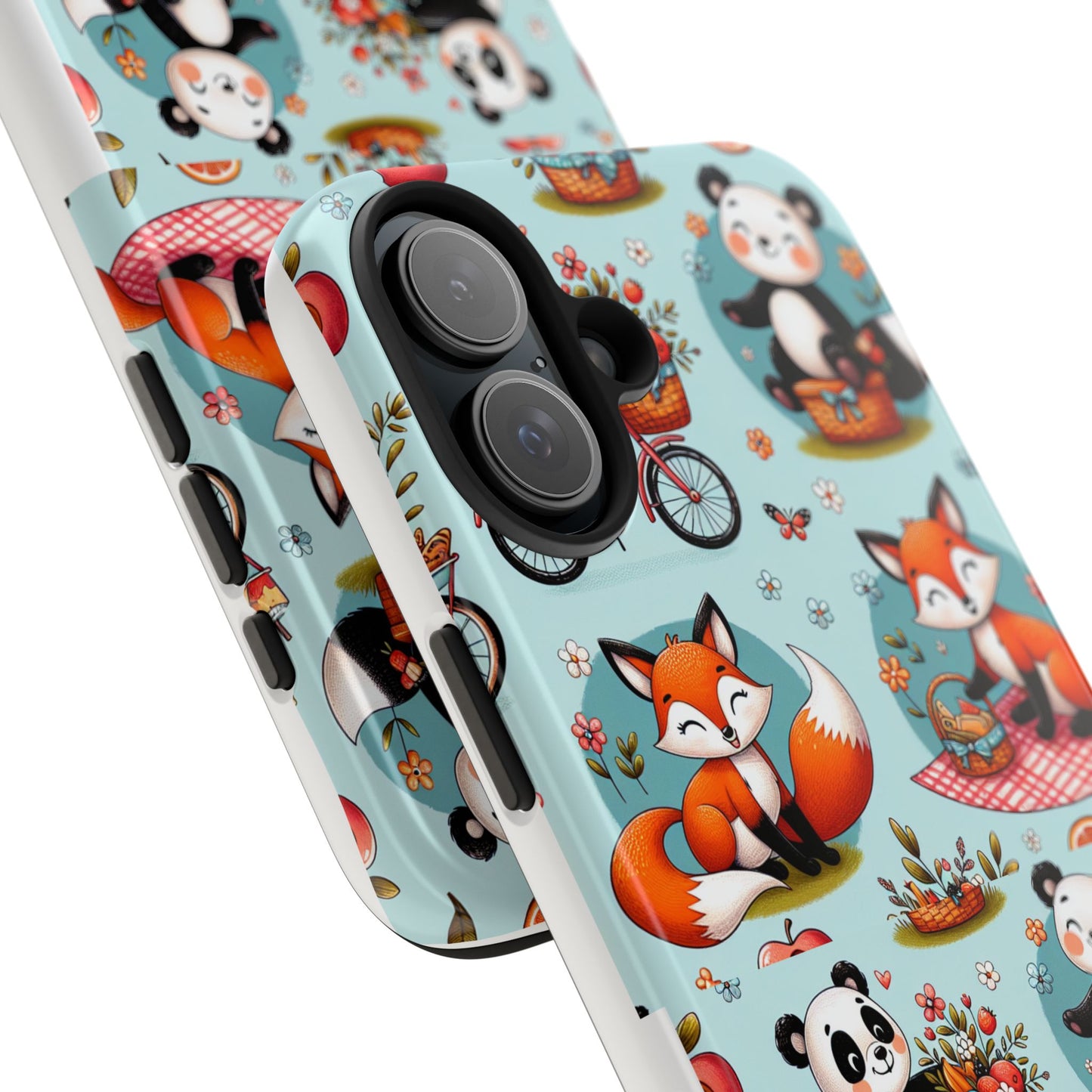 Cute Animal Pattern Tough Phone Case - Foxes & Pandas