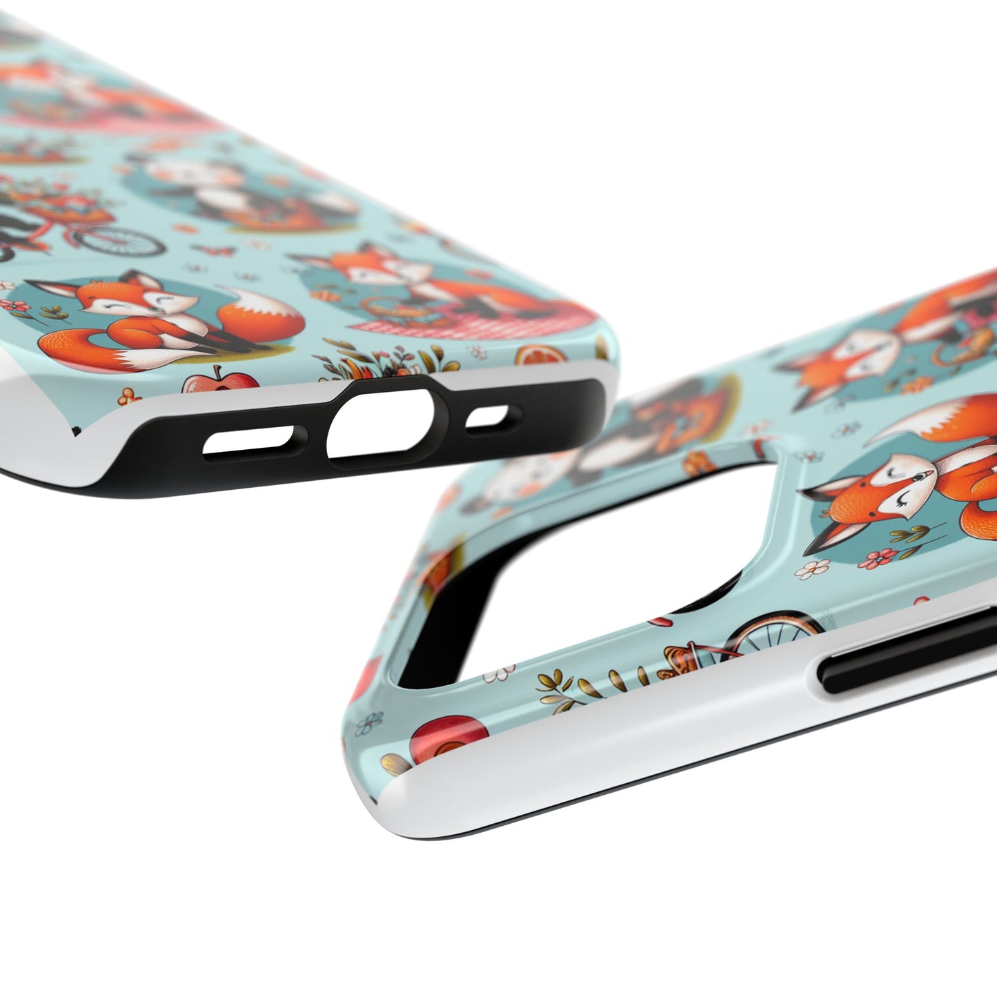 Cute Animal Pattern Tough Phone Case - Foxes & Pandas