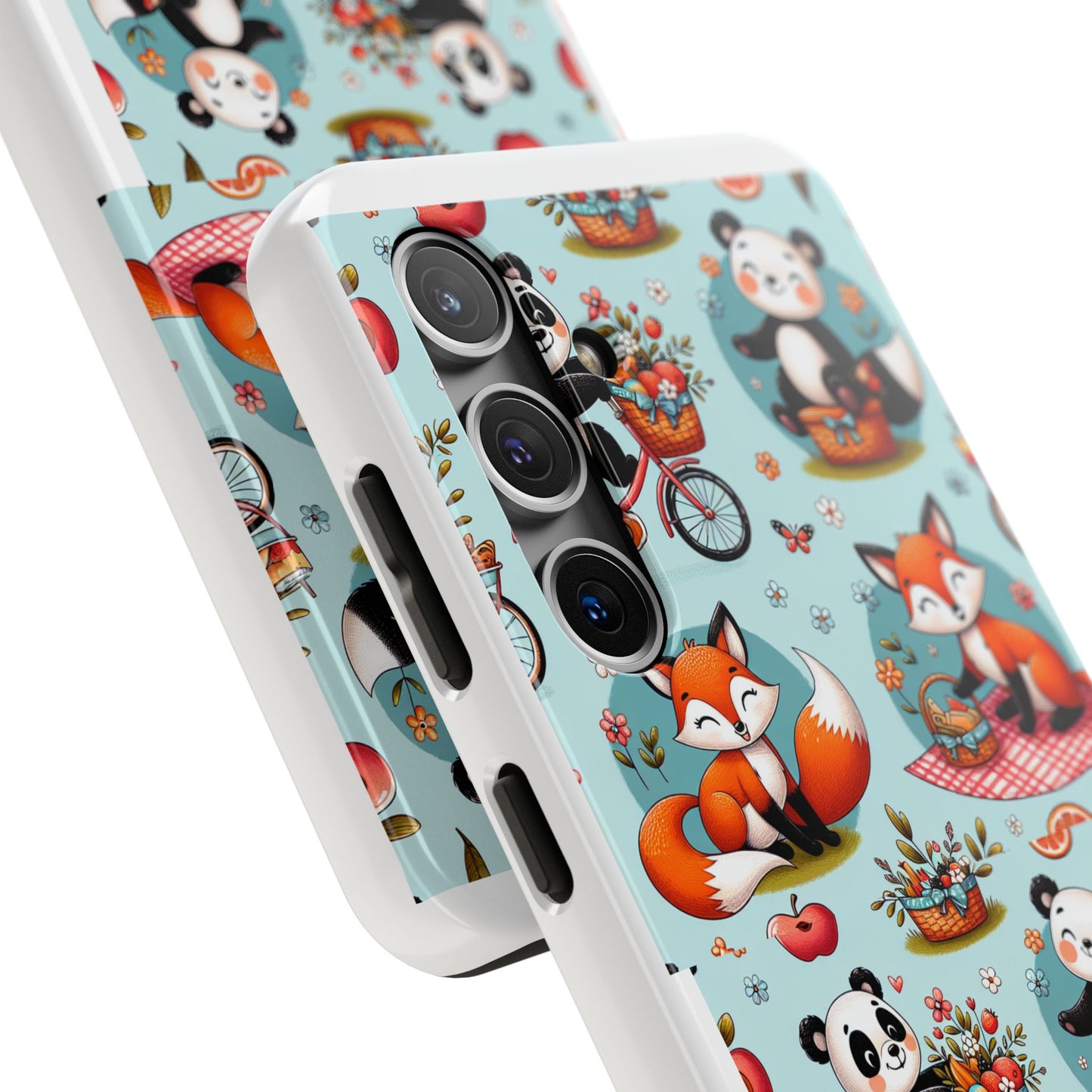 Cute Animal Pattern Tough Phone Case - Foxes & Pandas