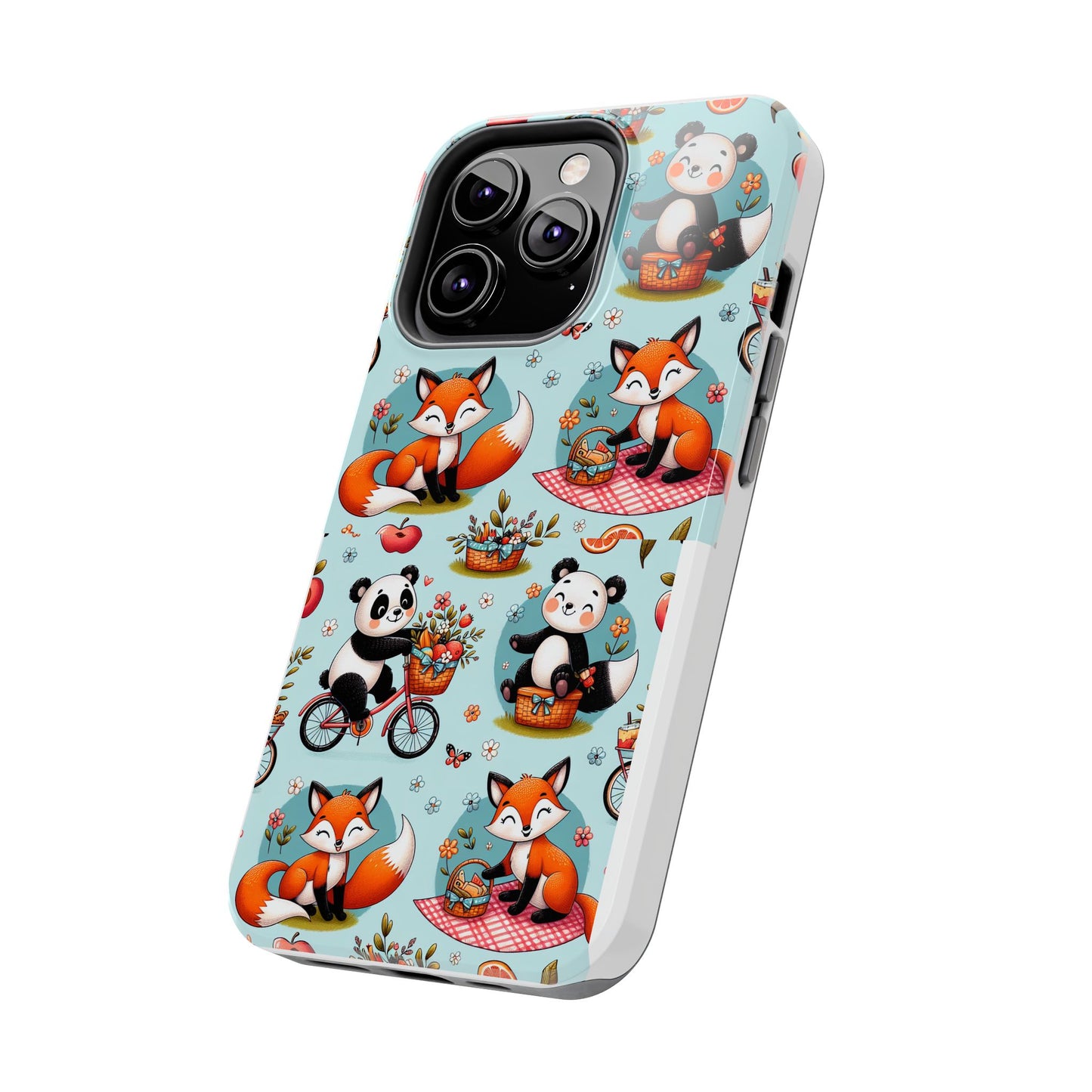 Cute Animal Pattern Tough Phone Case - Foxes & Pandas