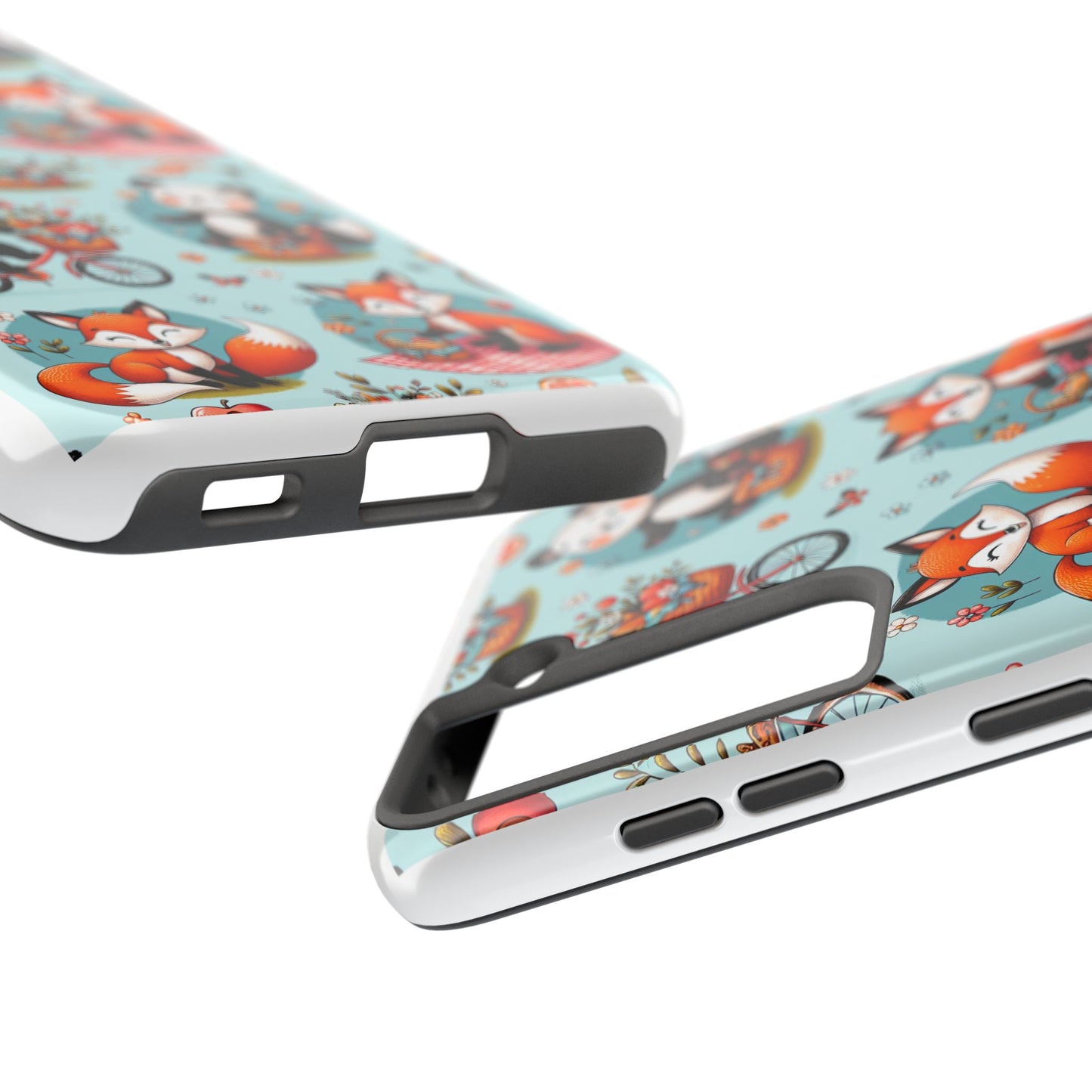 Cute Animal Pattern Tough Phone Case - Foxes & Pandas