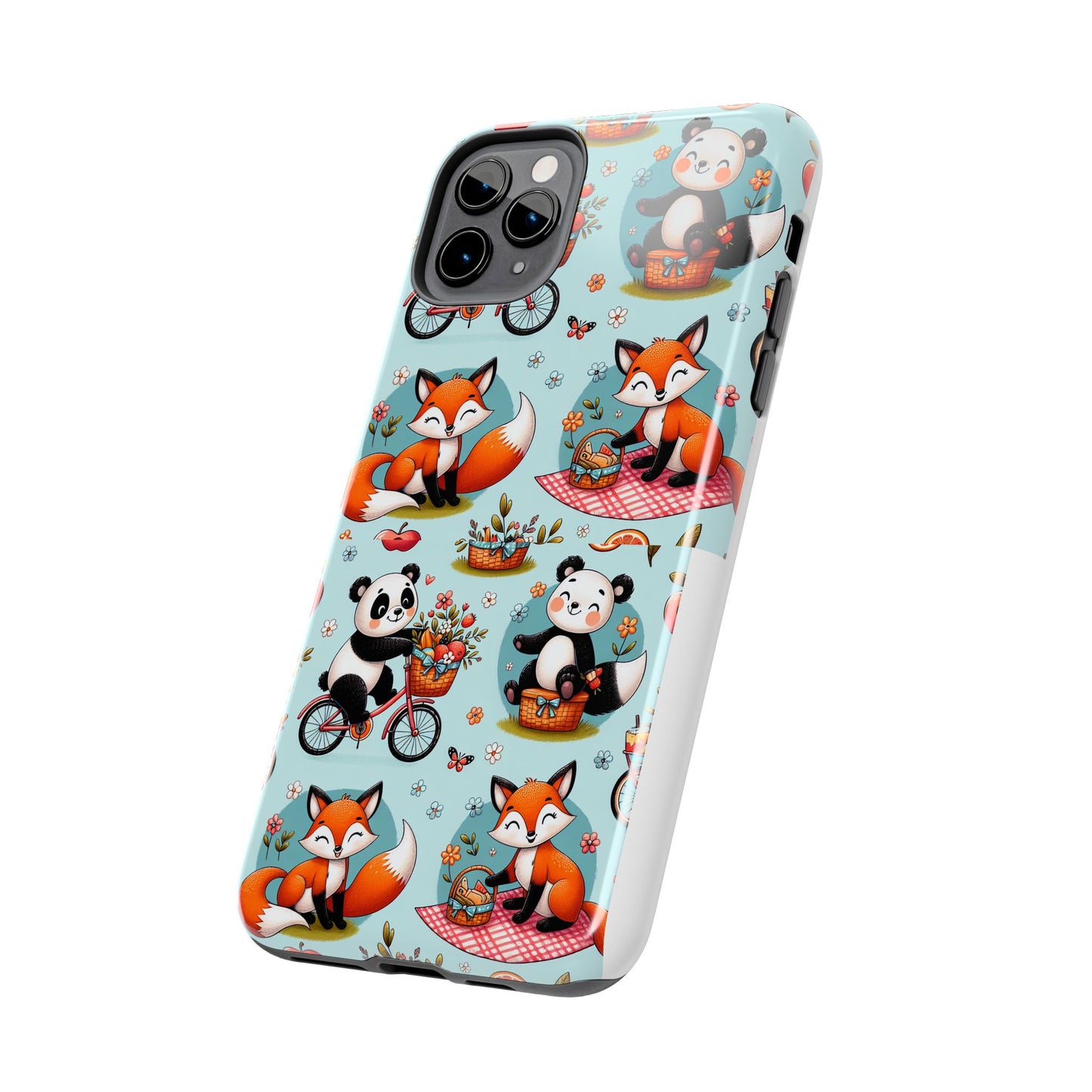 Cute Animal Pattern Tough Phone Case - Foxes & Pandas