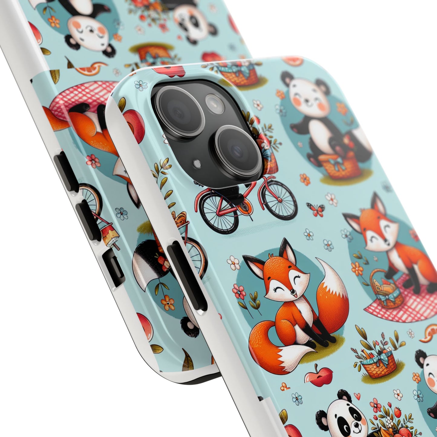 Cute Animal Pattern Tough Phone Case - Foxes & Pandas