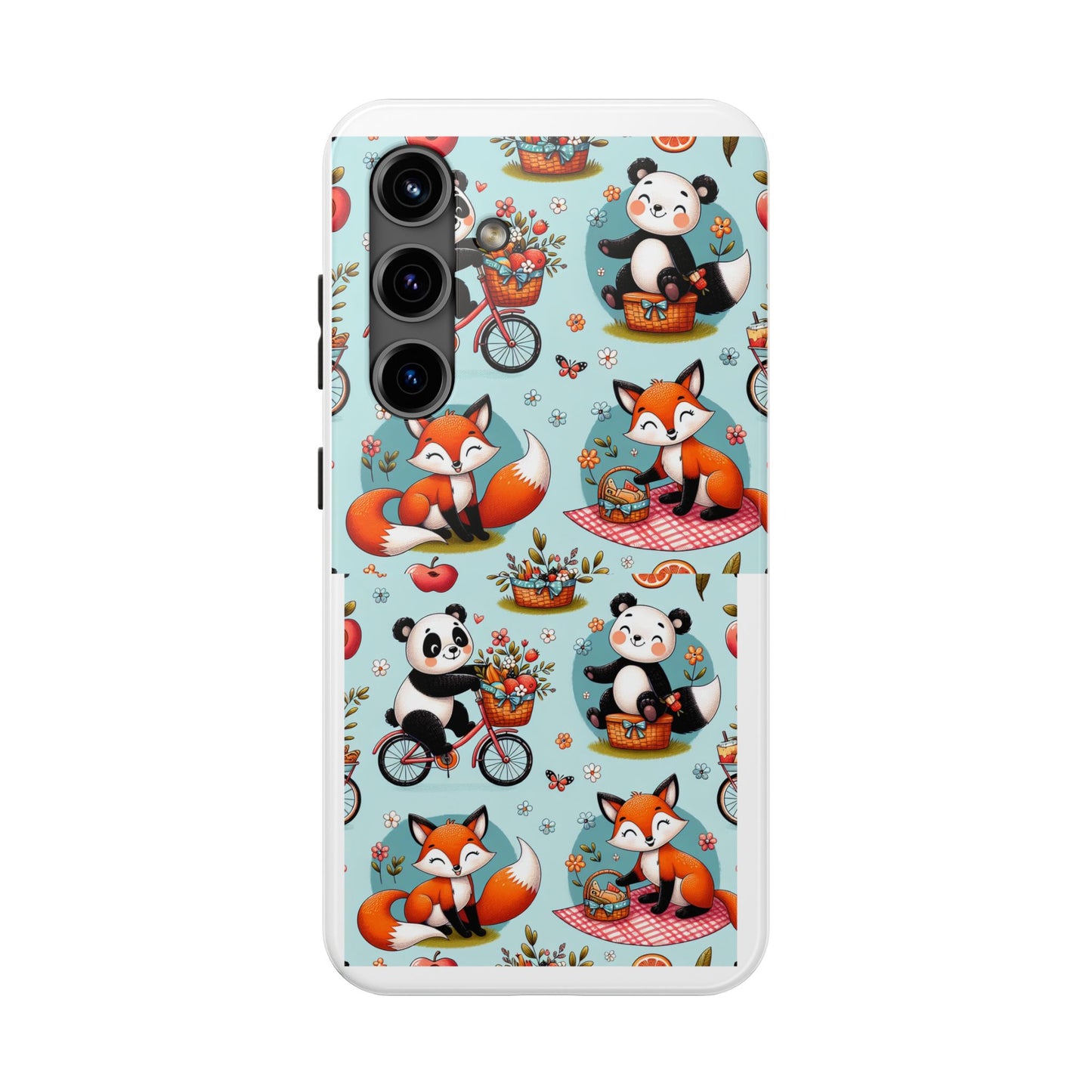 Cute Animal Pattern Tough Phone Case - Foxes & Pandas