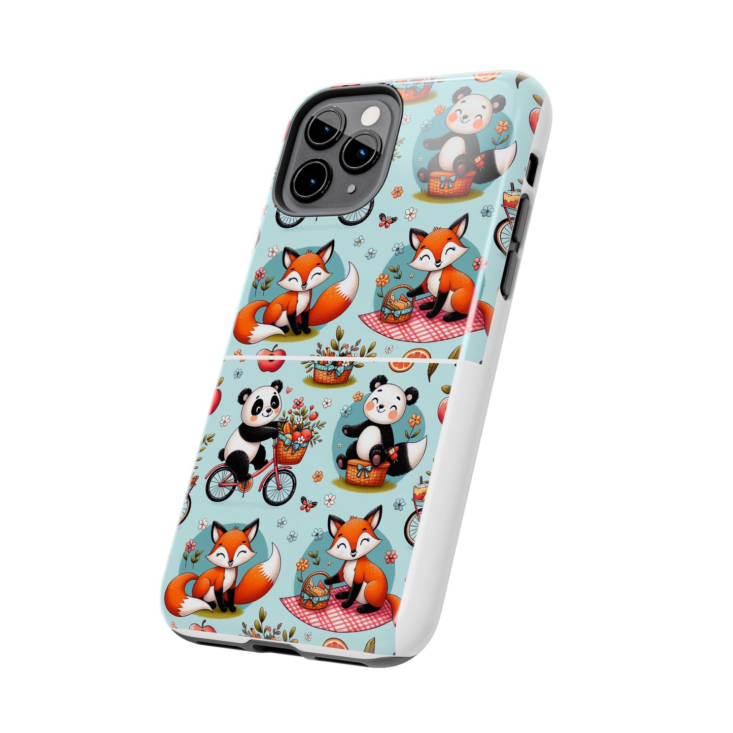 Cute Animal Pattern Tough Phone Case - Foxes & Pandas
