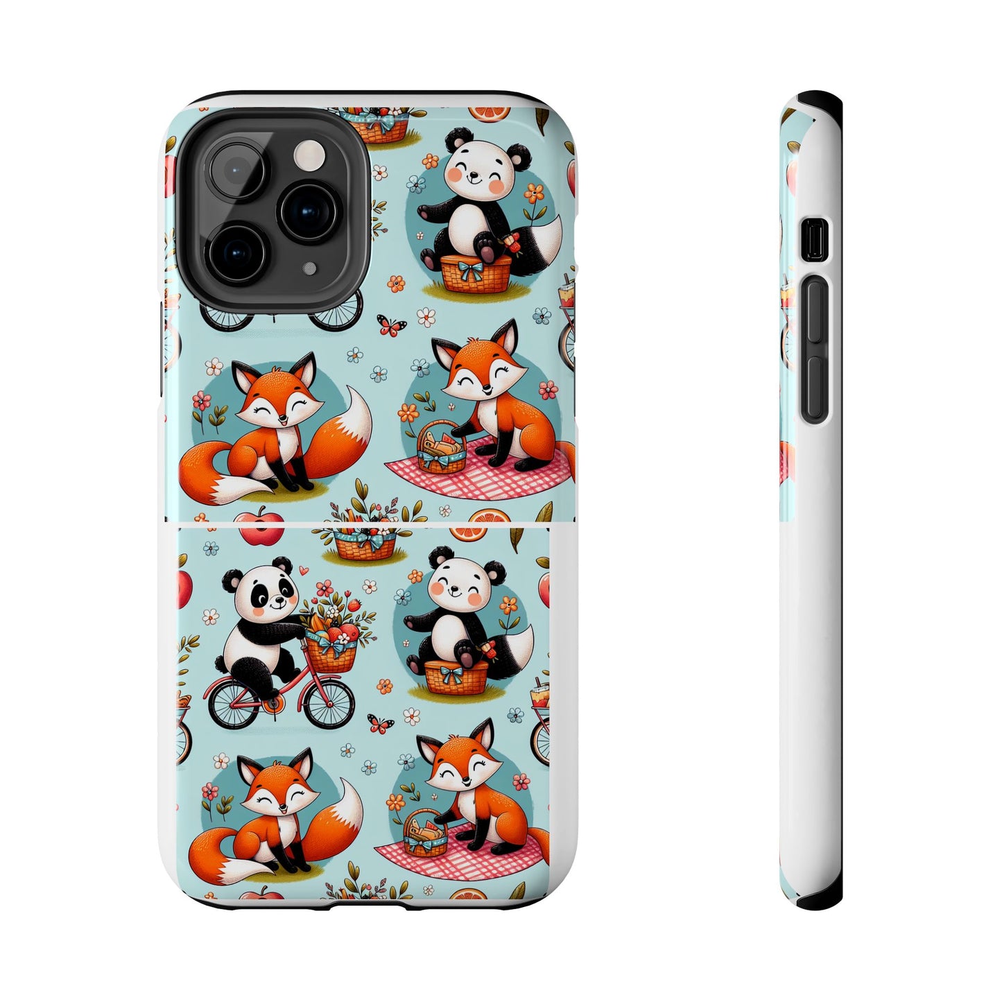 Cute Animal Pattern Tough Phone Case - Foxes & Pandas