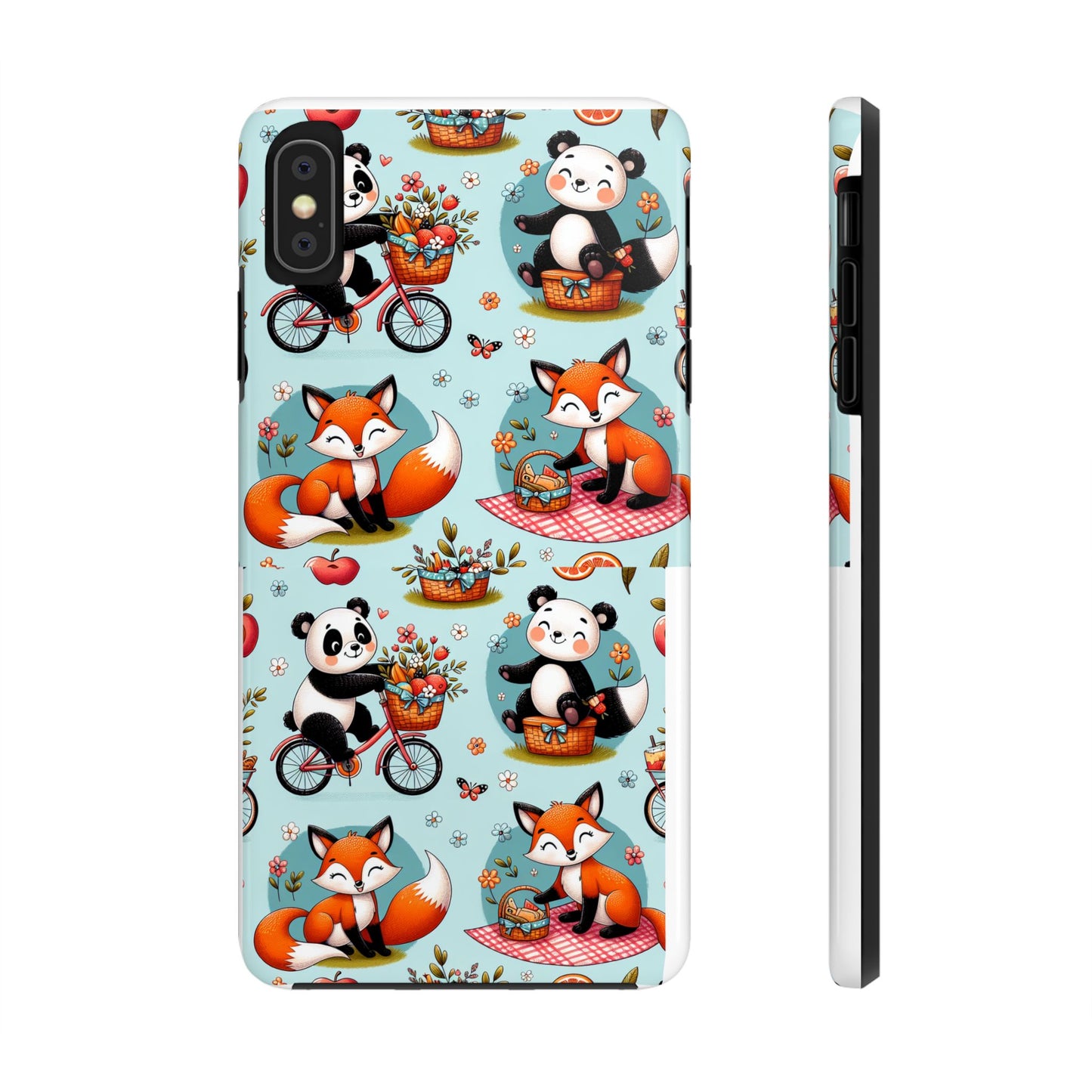 Cute Animal Pattern Tough Phone Case - Foxes & Pandas