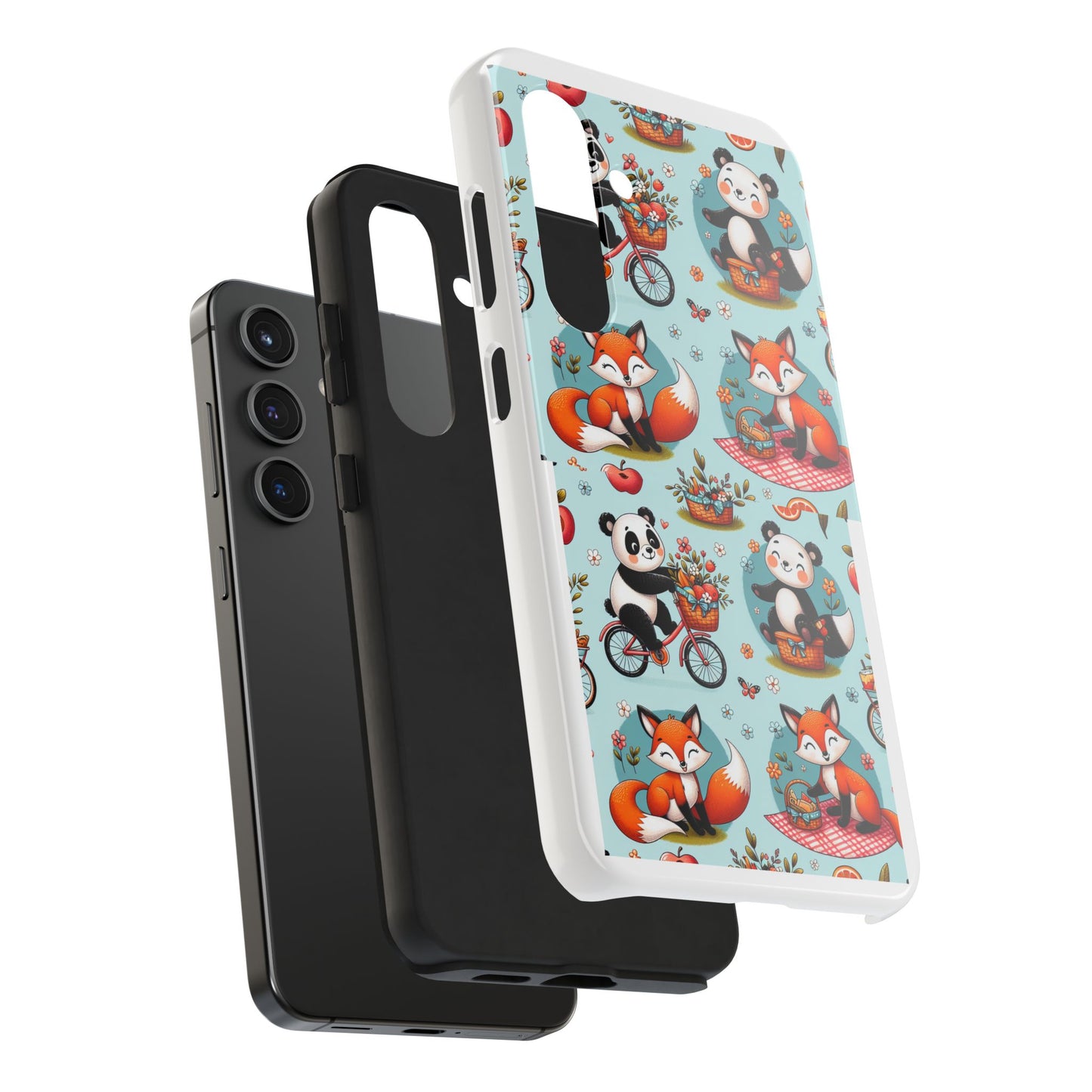 Cute Animal Pattern Tough Phone Case - Foxes & Pandas