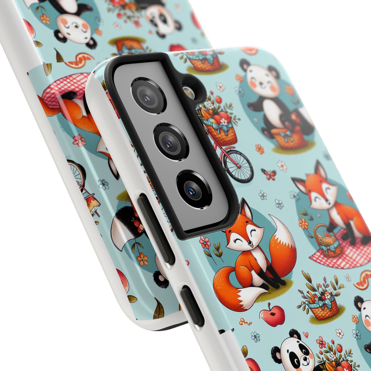 Cute Animal Pattern Tough Phone Case - Foxes & Pandas
