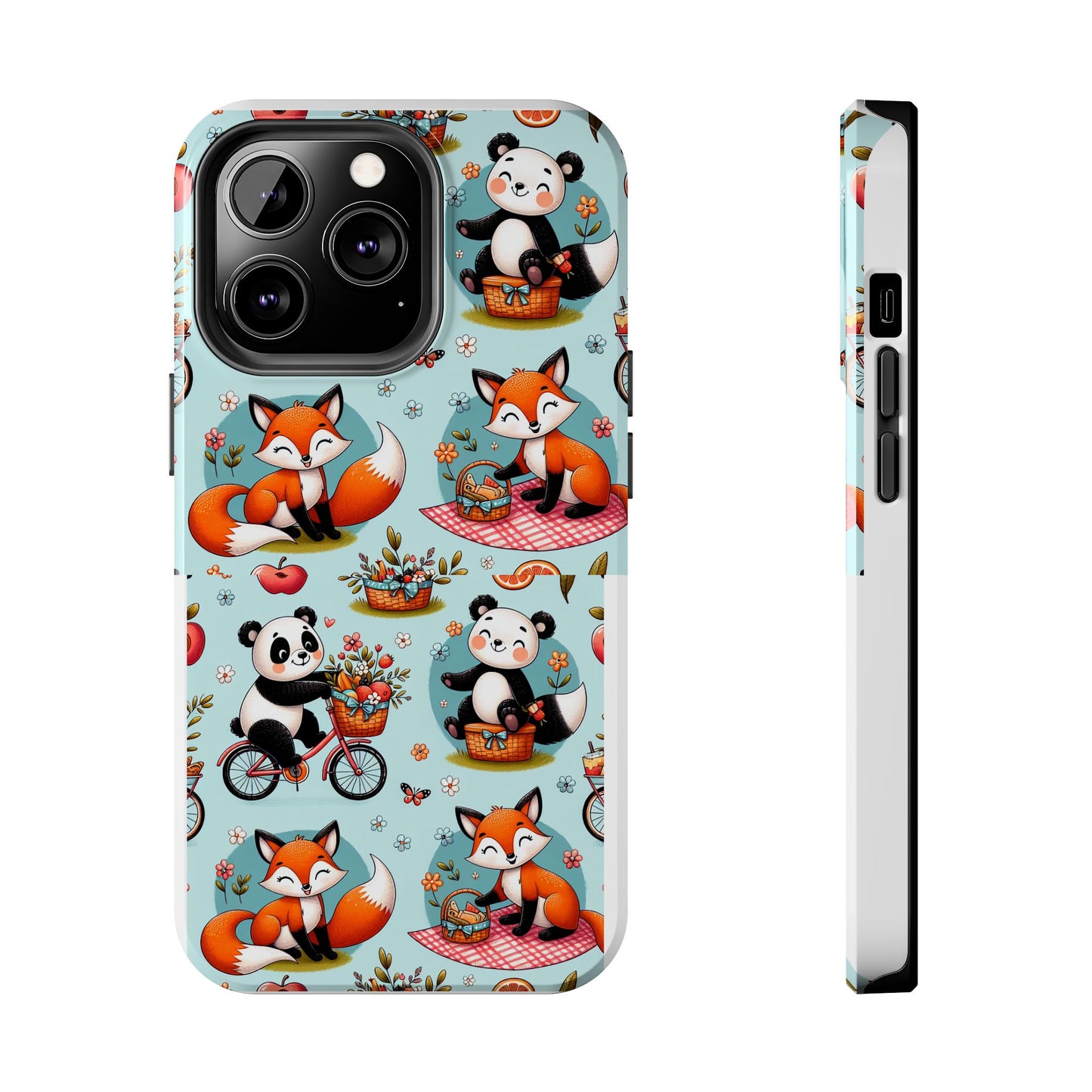 Cute Animal Pattern Tough Phone Case - Foxes & Pandas