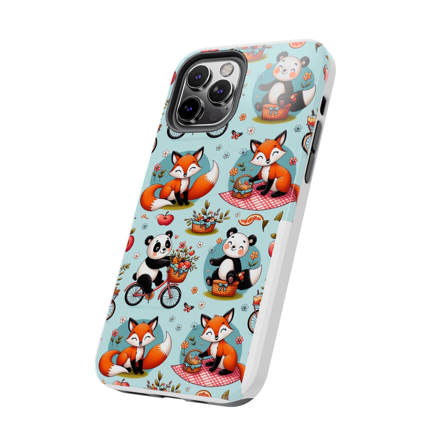Cute Animal Pattern Tough Phone Case - Foxes & Pandas