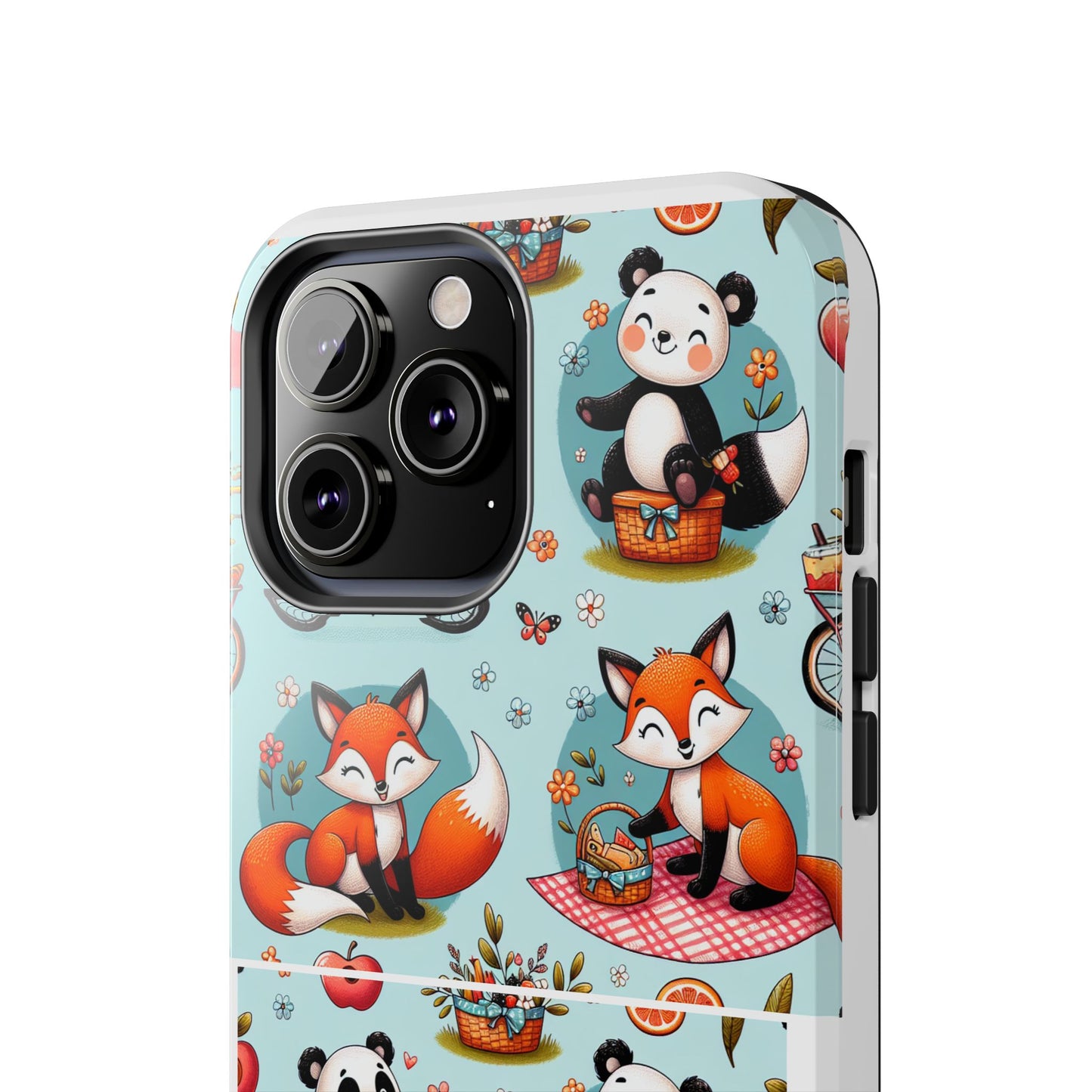 Cute Animal Pattern Tough Phone Case - Foxes & Pandas
