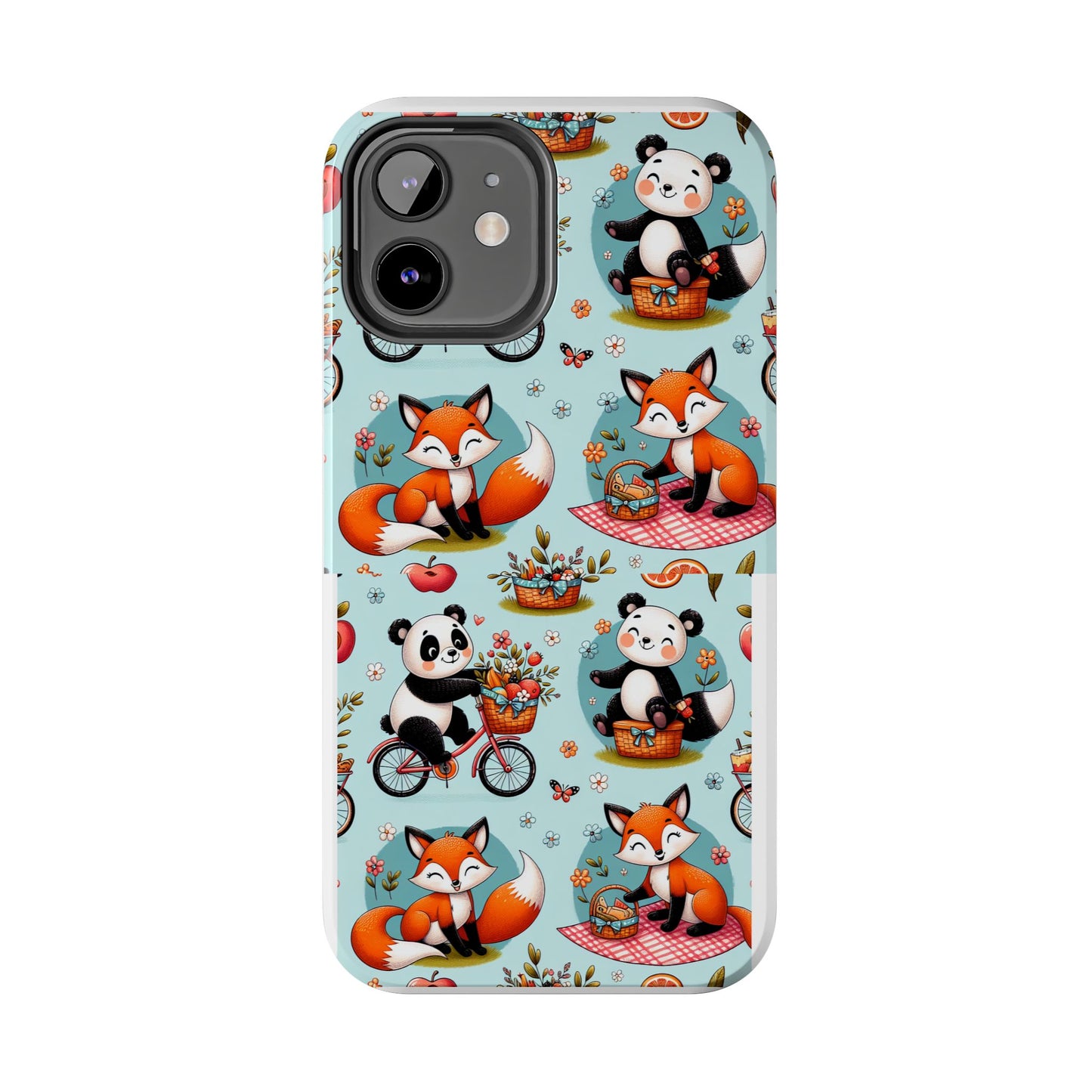 Cute Animal Pattern Tough Phone Case - Foxes & Pandas