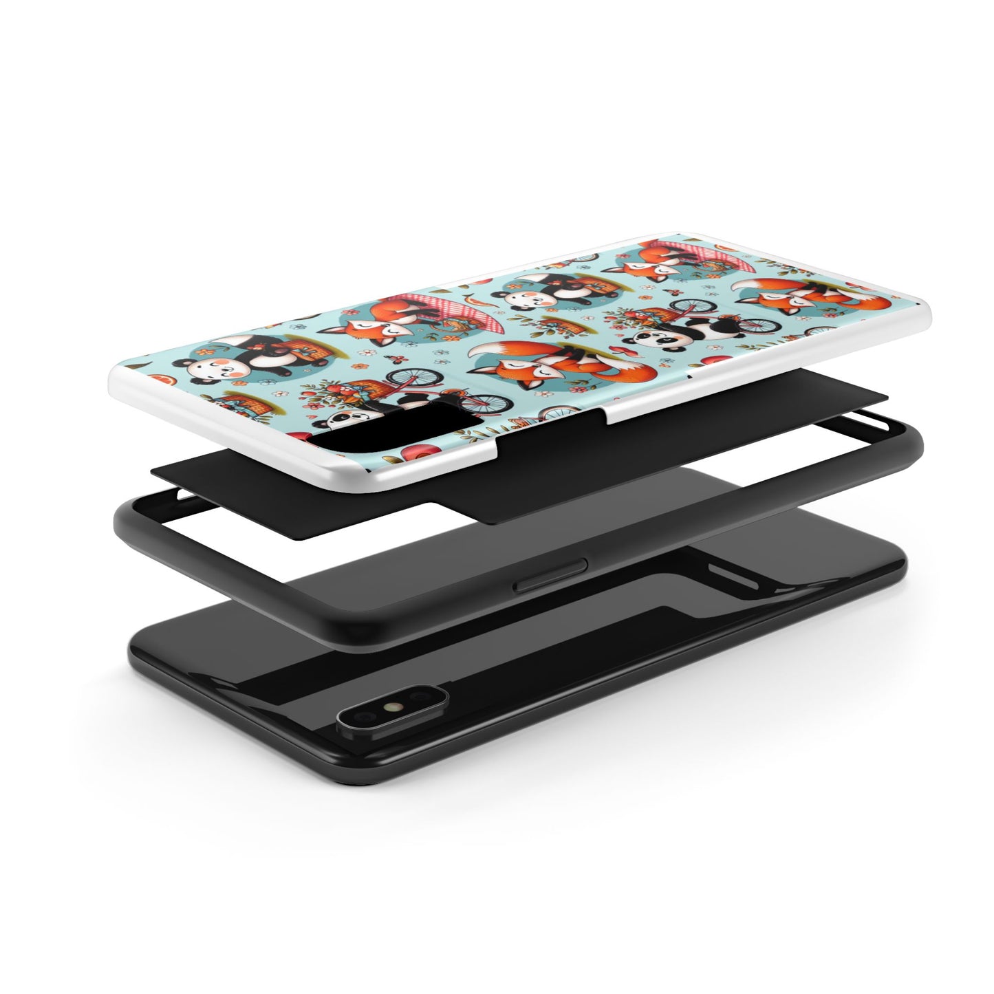 Cute Animal Pattern Tough Phone Case - Foxes & Pandas