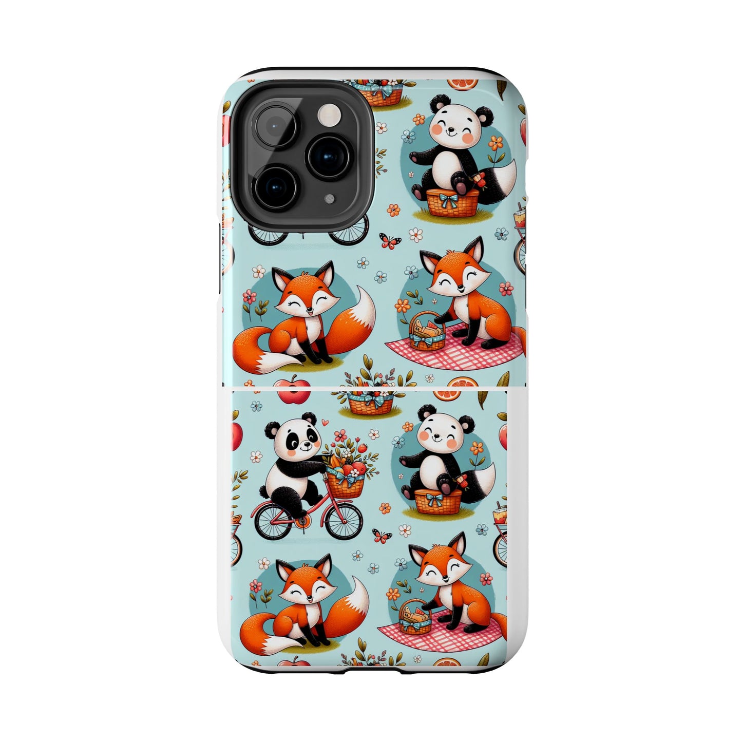 Cute Animal Pattern Tough Phone Case - Foxes & Pandas