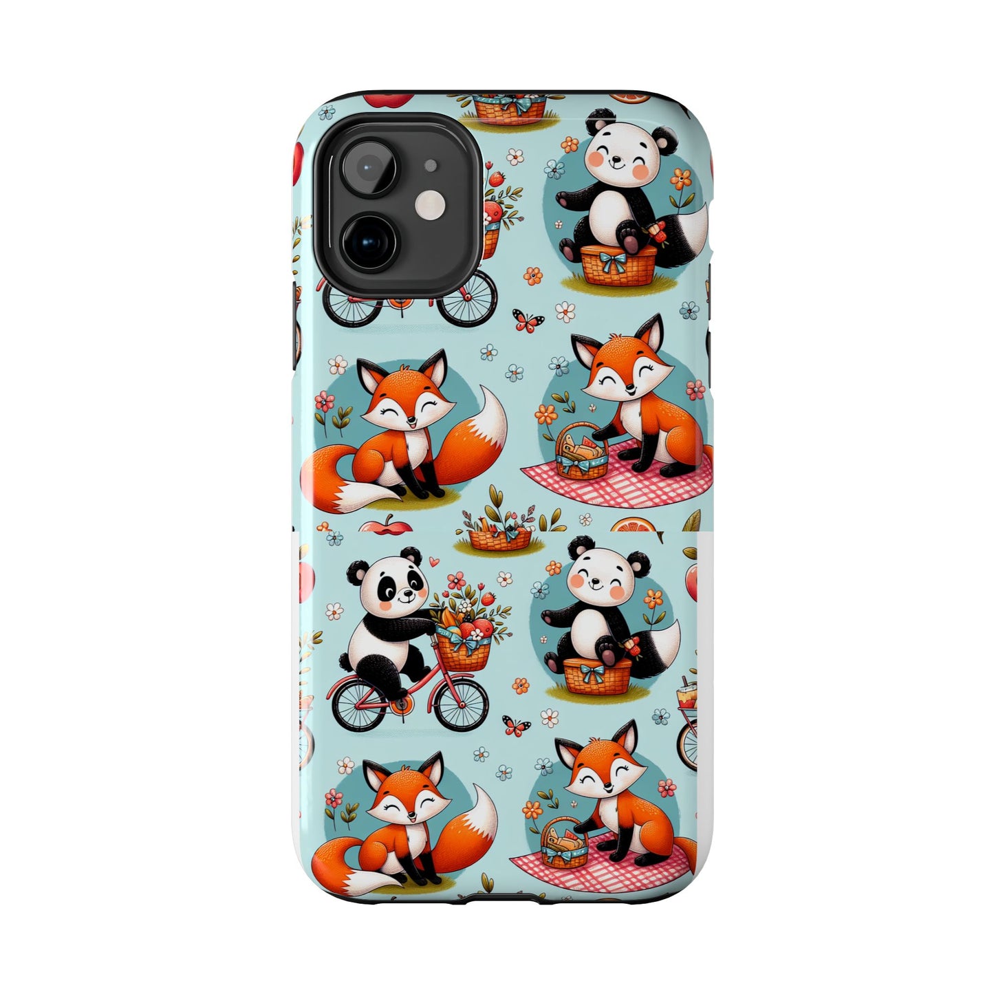 Cute Animal Pattern Tough Phone Case - Foxes & Pandas